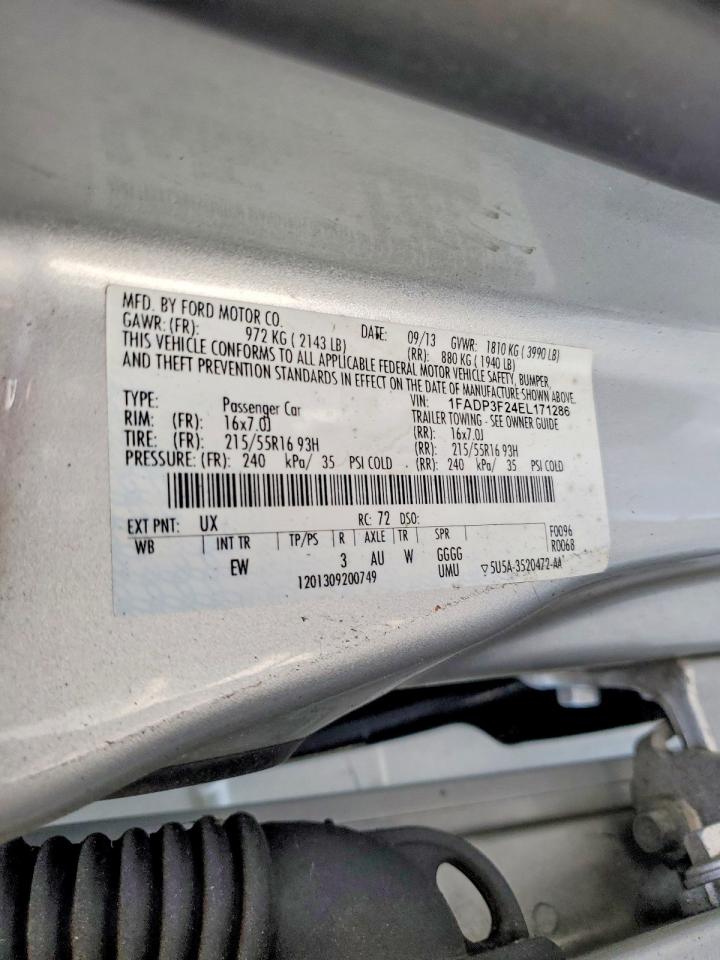 2014 Ford Focus Se Серебряный vin: 1FADP3F24EL171286