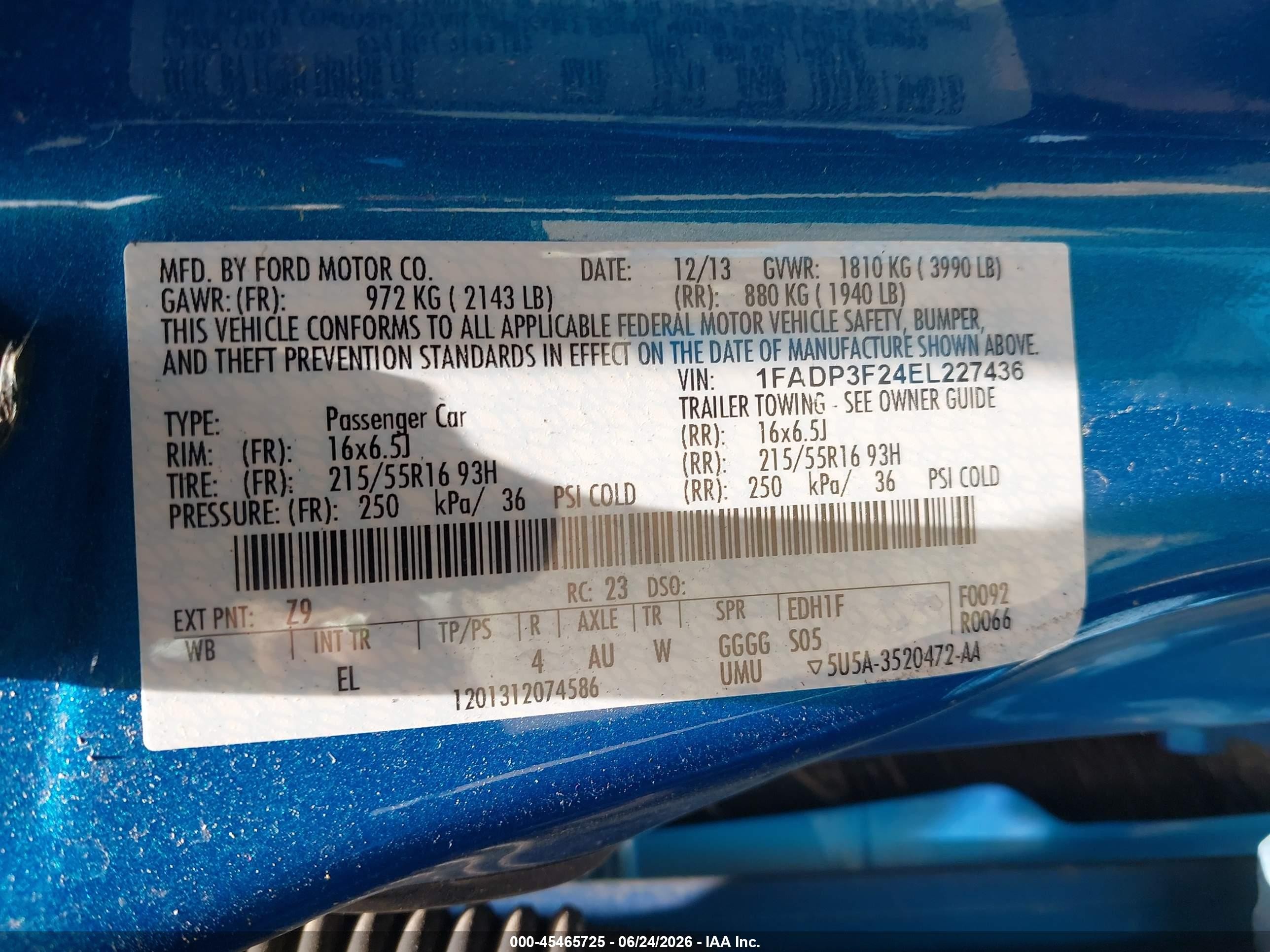 2014 Ford Focus Se Blue vin: 1FADP3F24EL227436