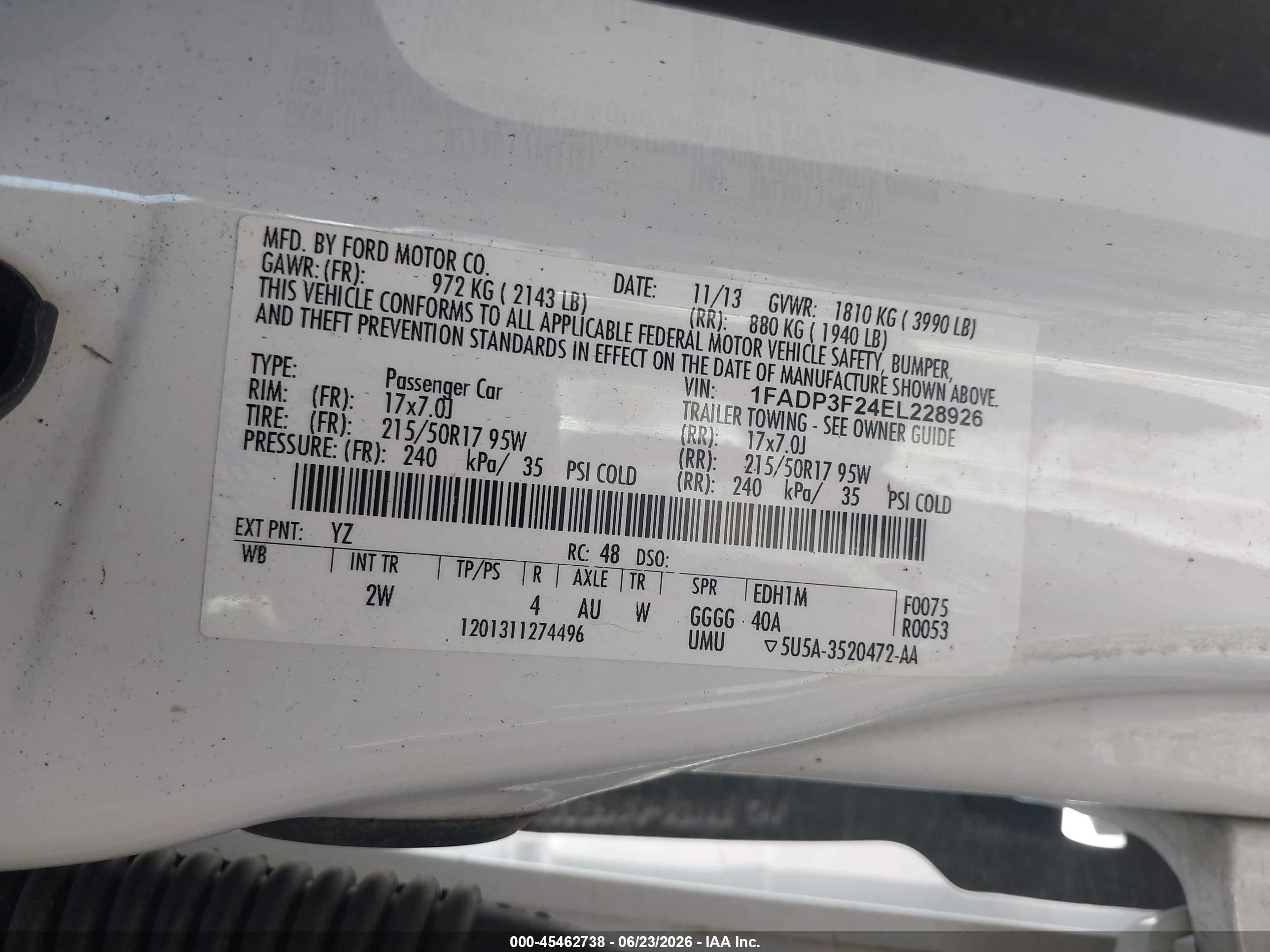 2014 Ford Focus Se White vin: 1FADP3F24EL228926