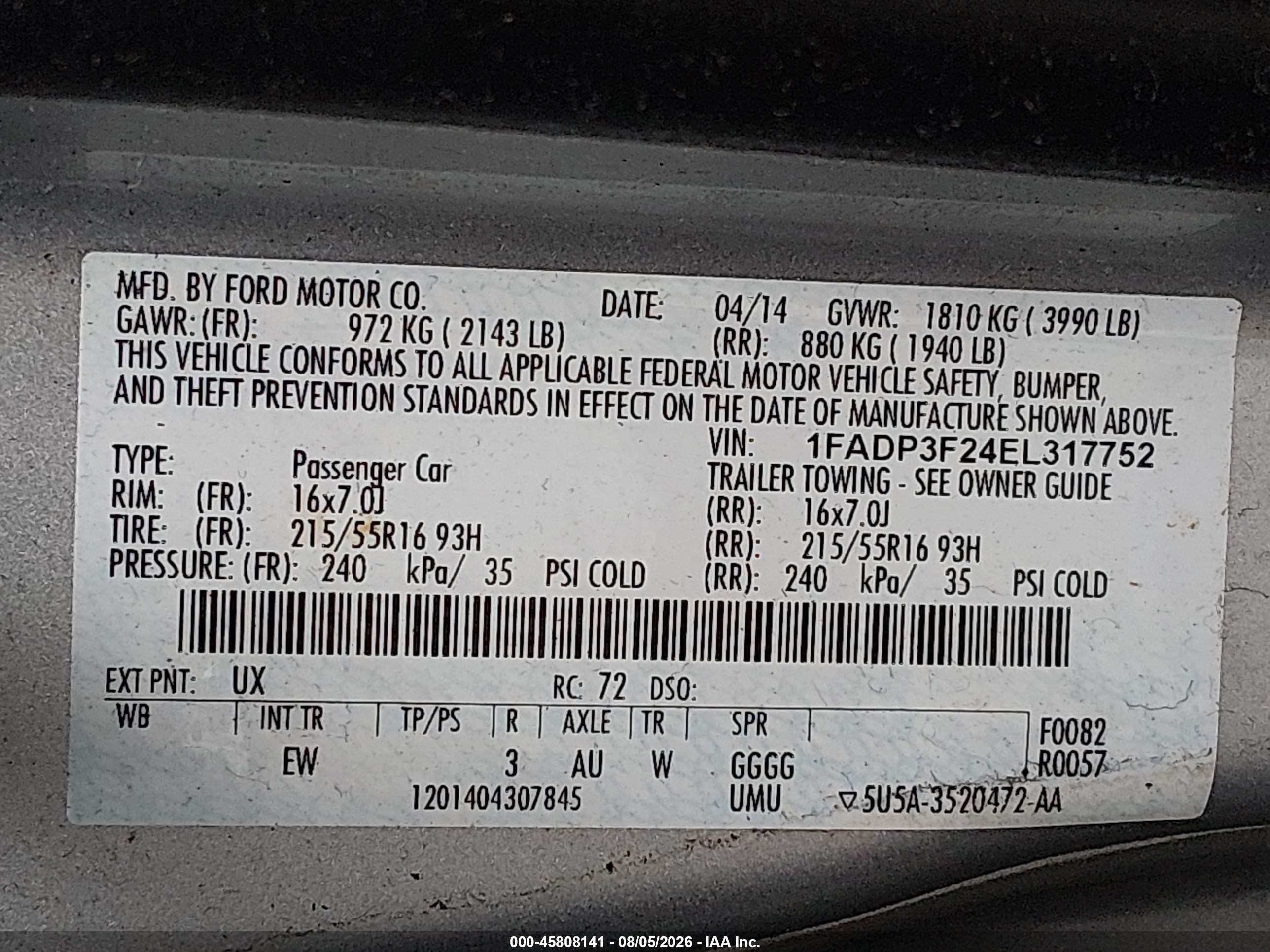 2014 Ford Focus Se Silver vin: 1FADP3F24EL317752