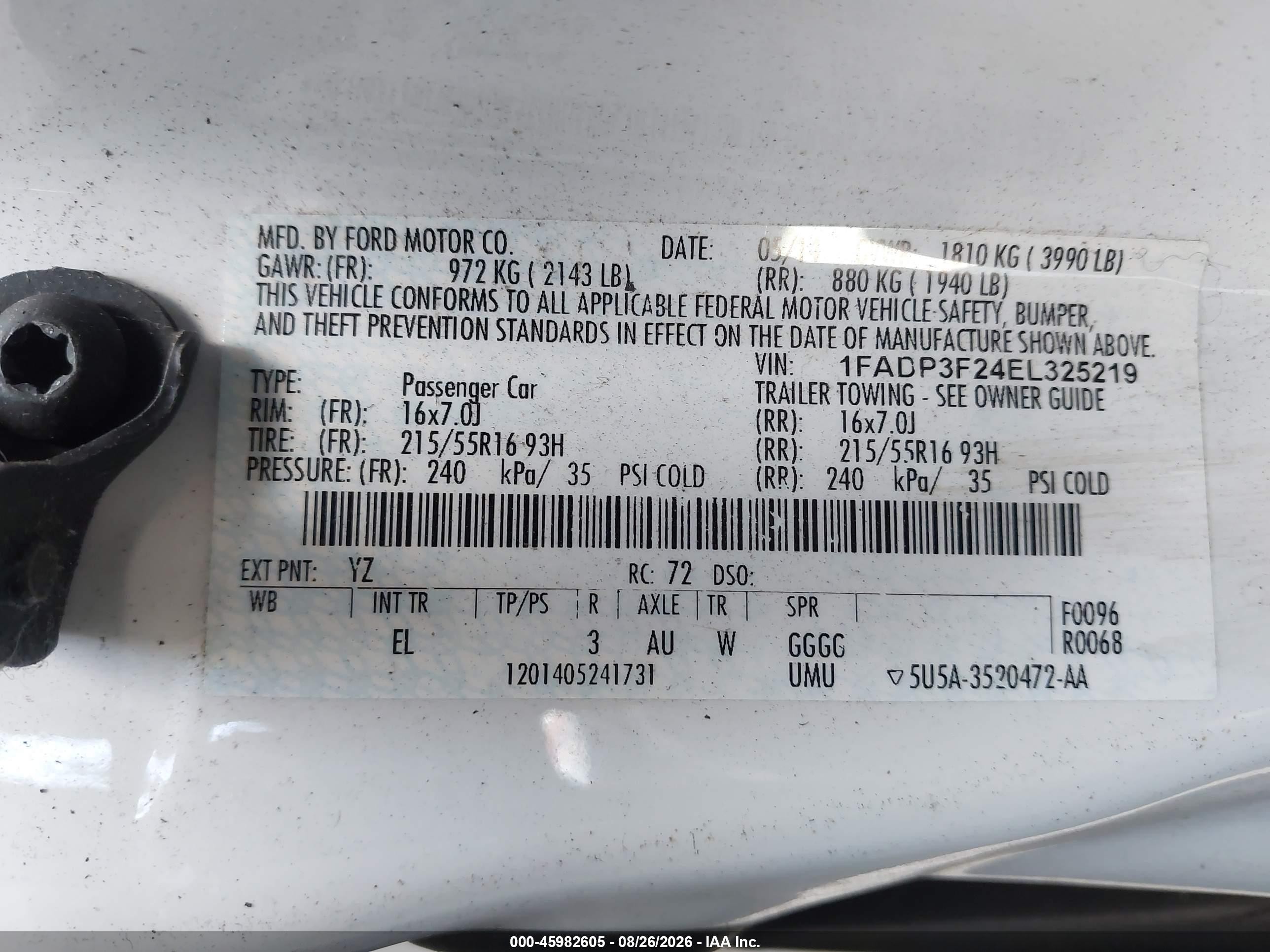 2014 Ford Focus Se White vin: 1FADP3F24EL325219