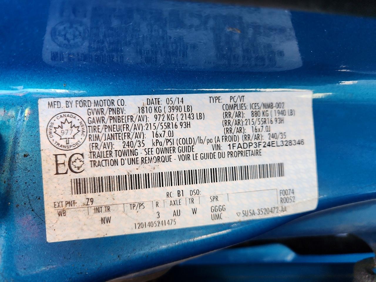 2014 Ford Focus Se Blue vin: 1FADP3F24EL328346