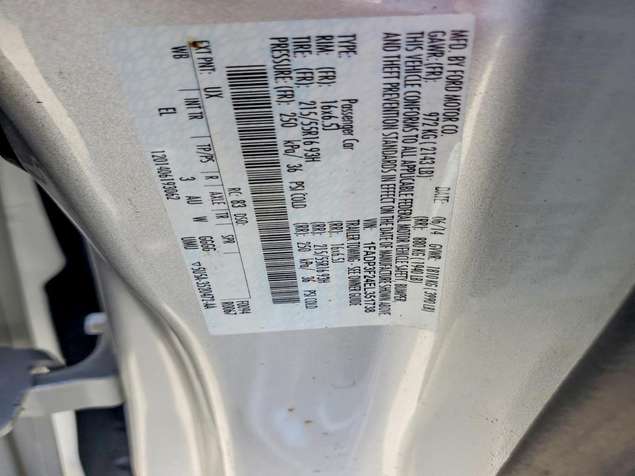 2014 Ford Focus Se Silver vin: 1FADP3F24EL351738