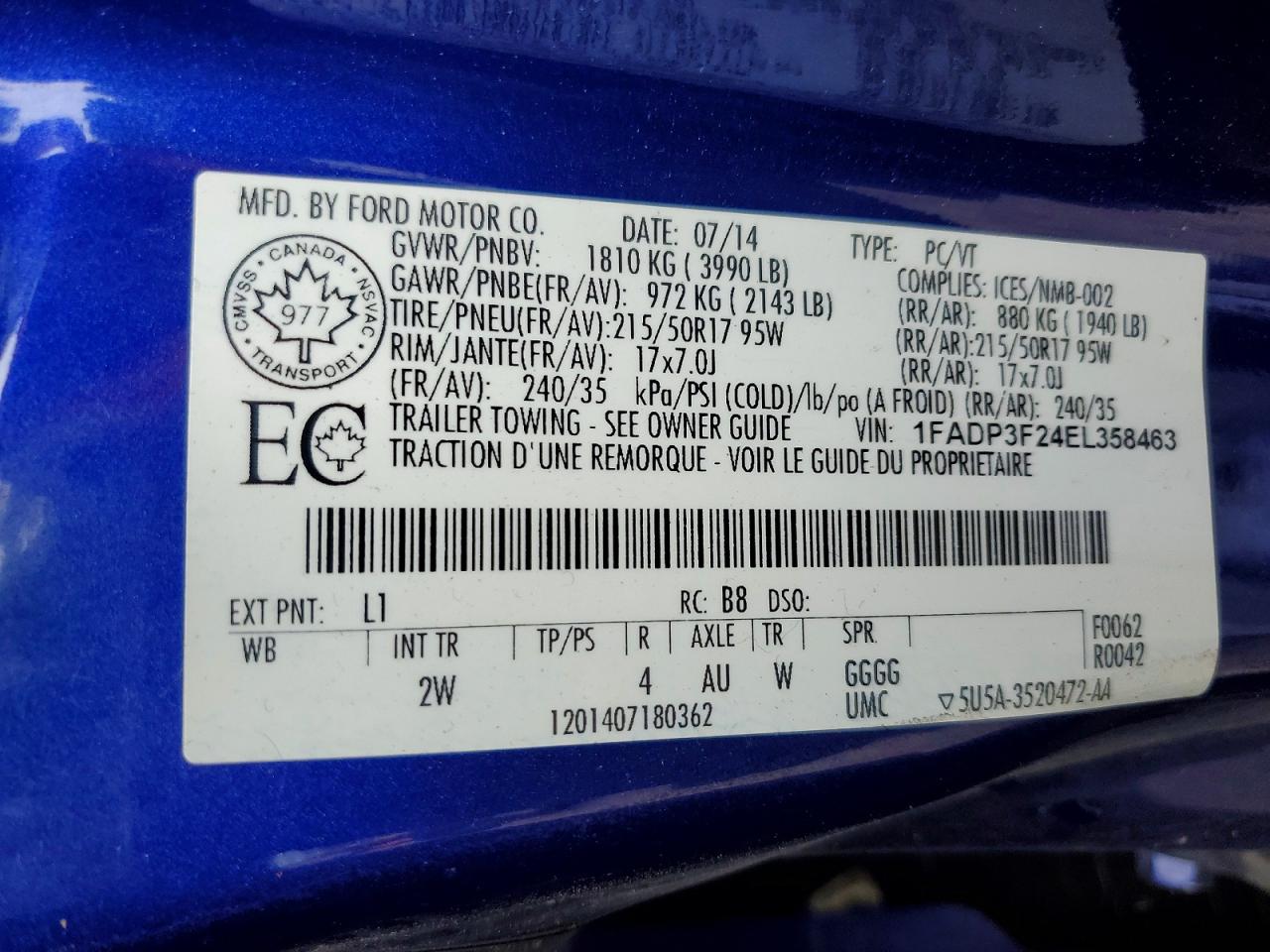 2014 Ford Focus Se Blue vin: 1FADP3F24EL358463
