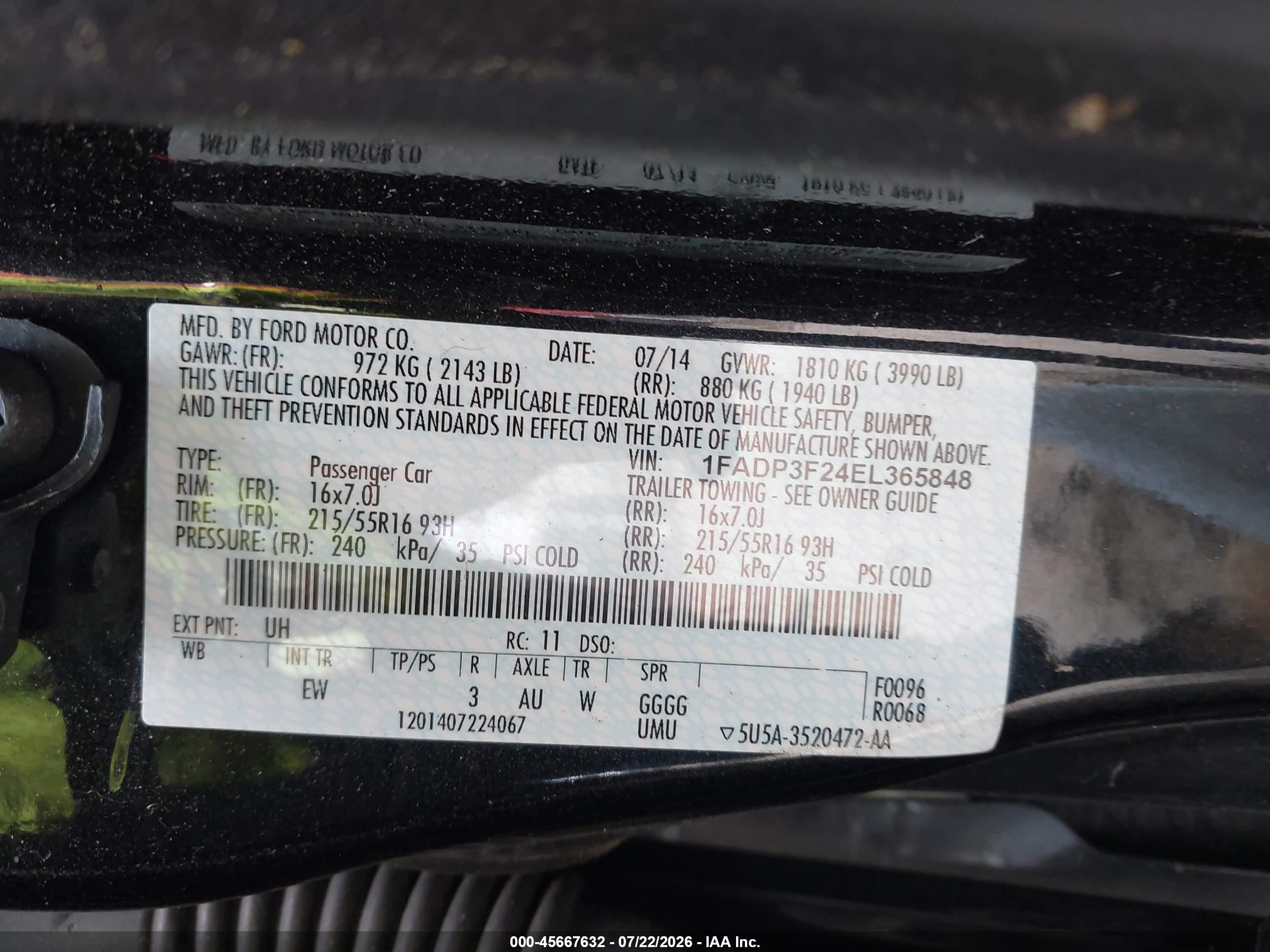 2014 Ford Focus Se Black vin: 1FADP3F24EL365848