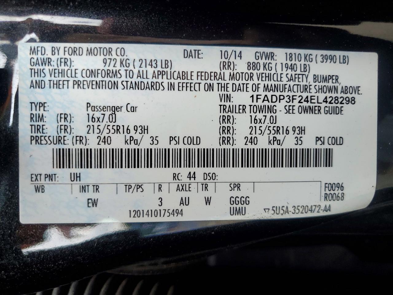 2014 Ford Focus Se Black vin: 1FADP3F24EL428298