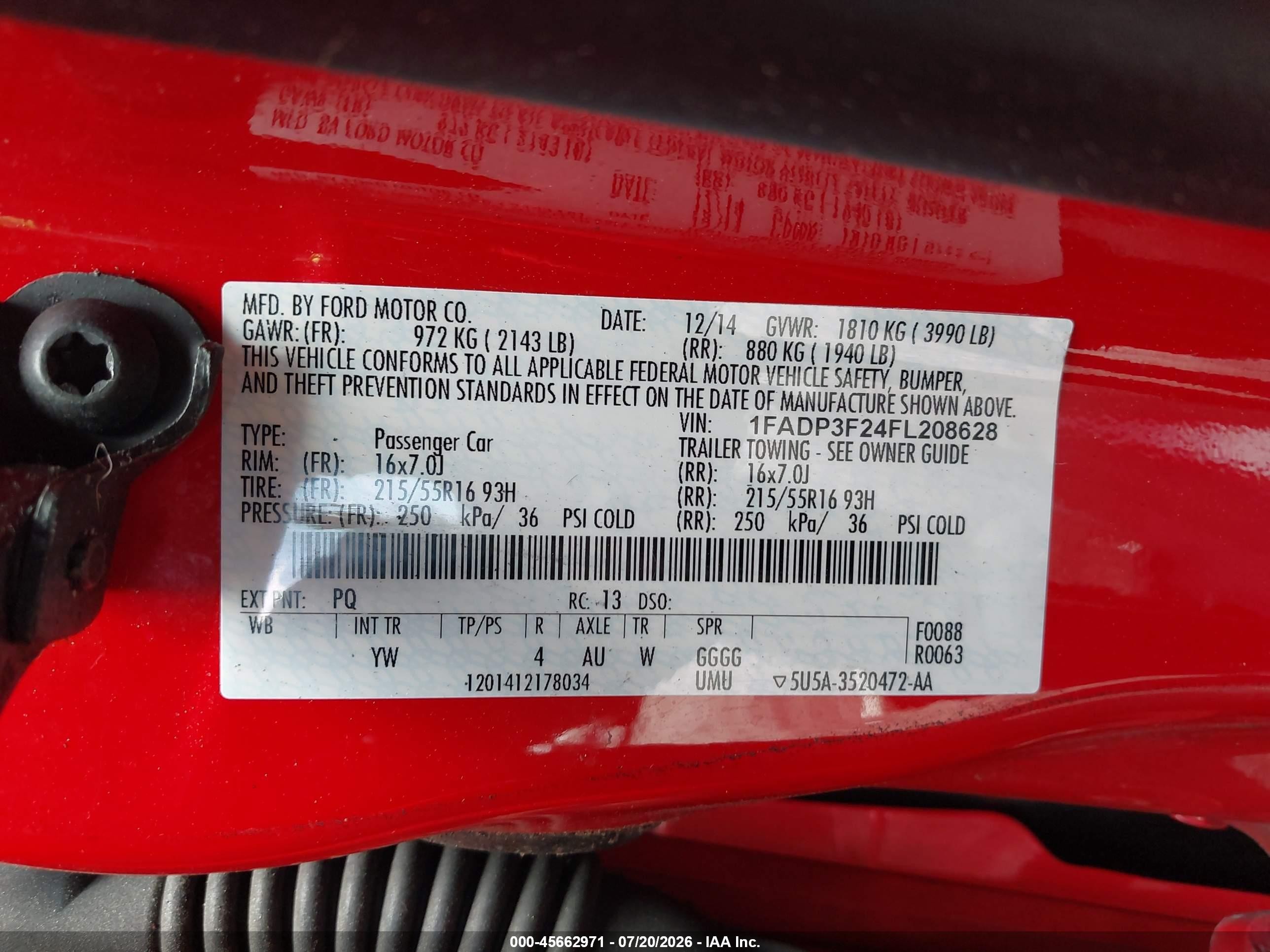 2015 Ford Focus Se Red vin: 1FADP3F24FL208628