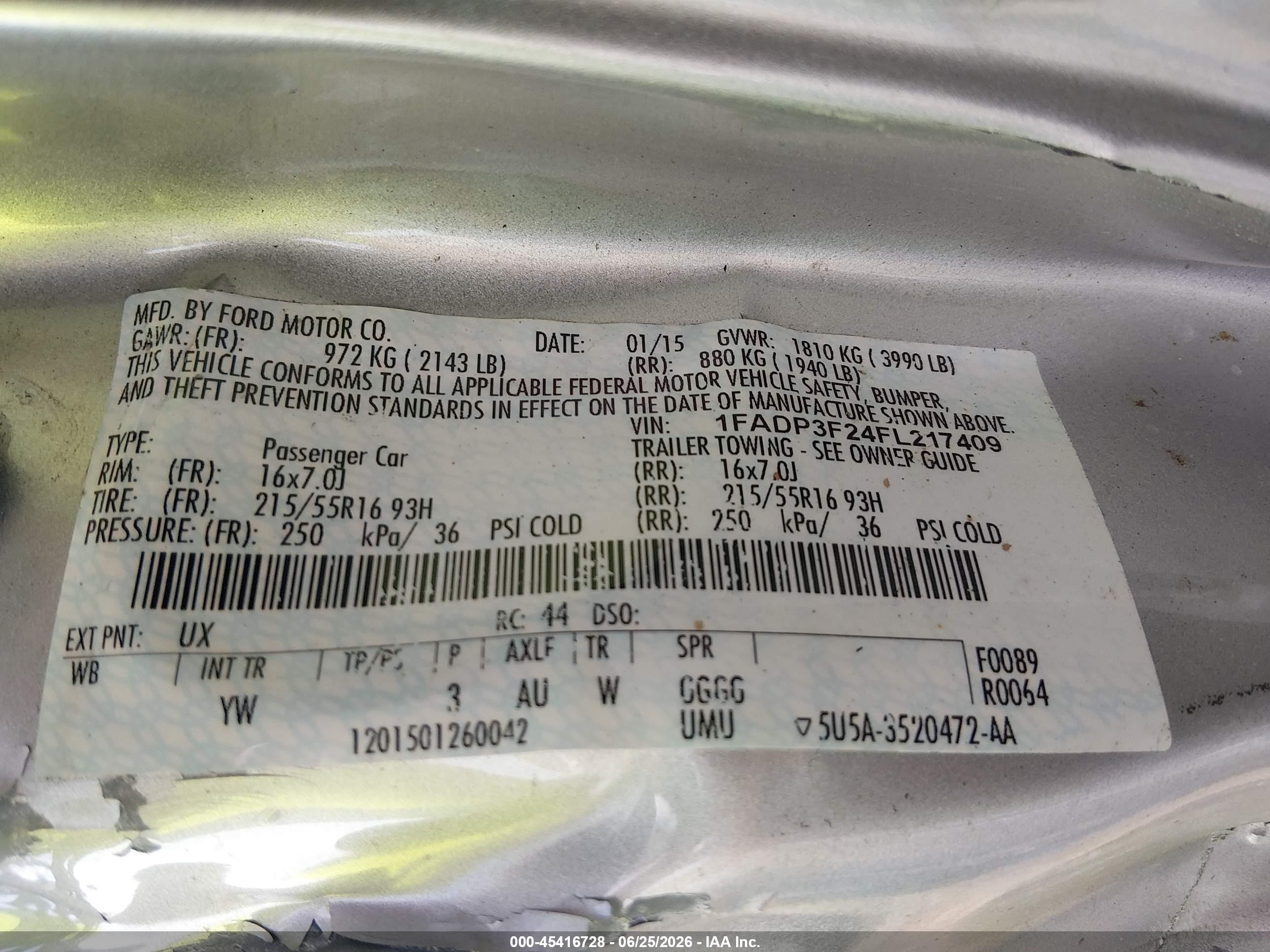 2015 Ford Focus Se Silver vin: 1FADP3F24FL217409
