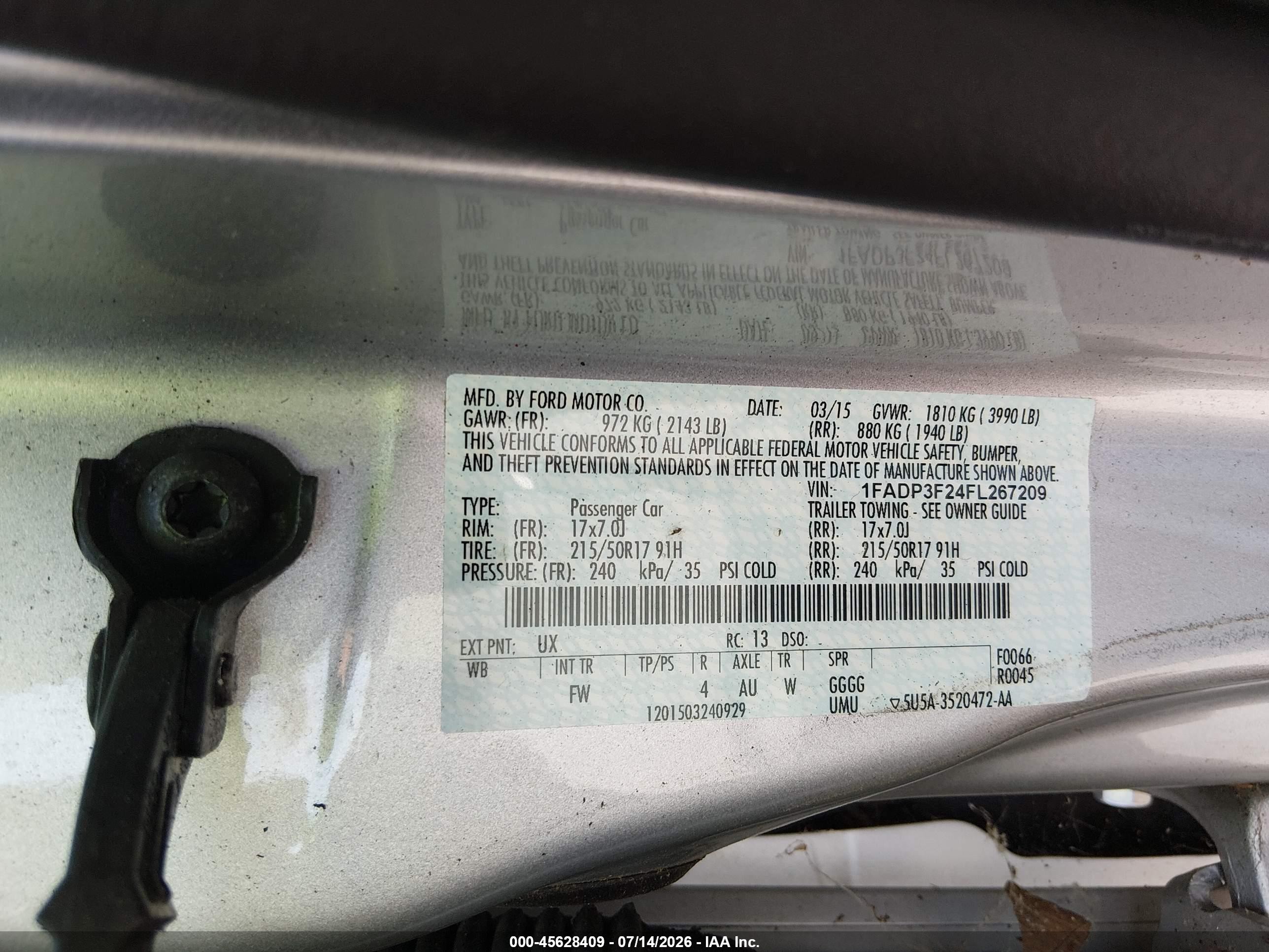 2015 Ford Focus Se Silver vin: 1FADP3F24FL267209
