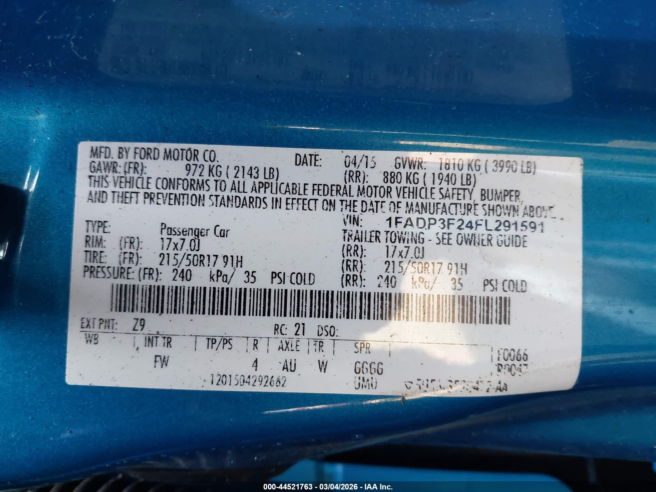 2015 Ford Focus Se Blue vin: 1FADP3F24FL291591