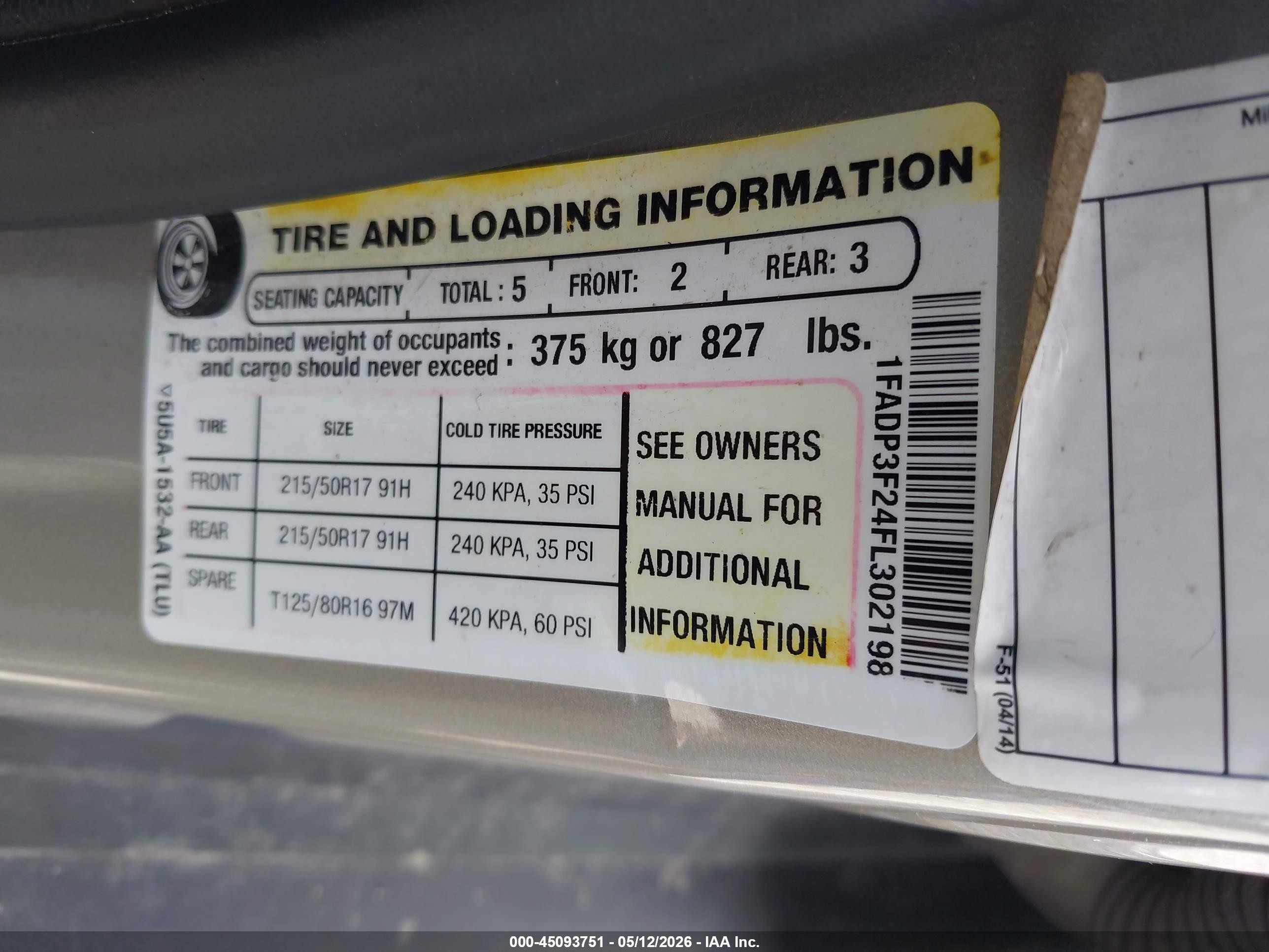 2015 Ford Focus Se Tan vin: 1FADP3F24FL302198