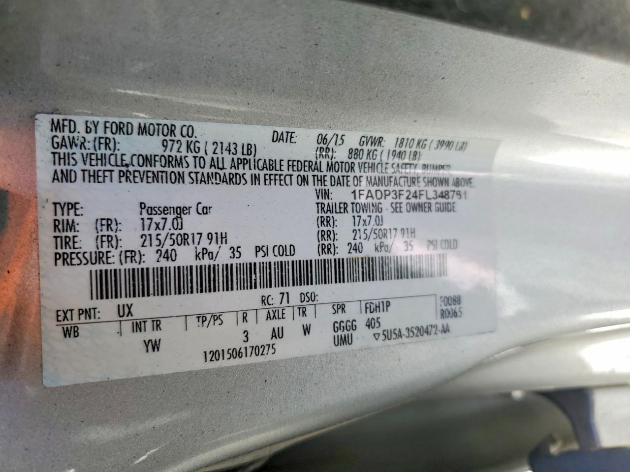2015 Ford Focus Se Silver vin: 1FADP3F24FL348761
