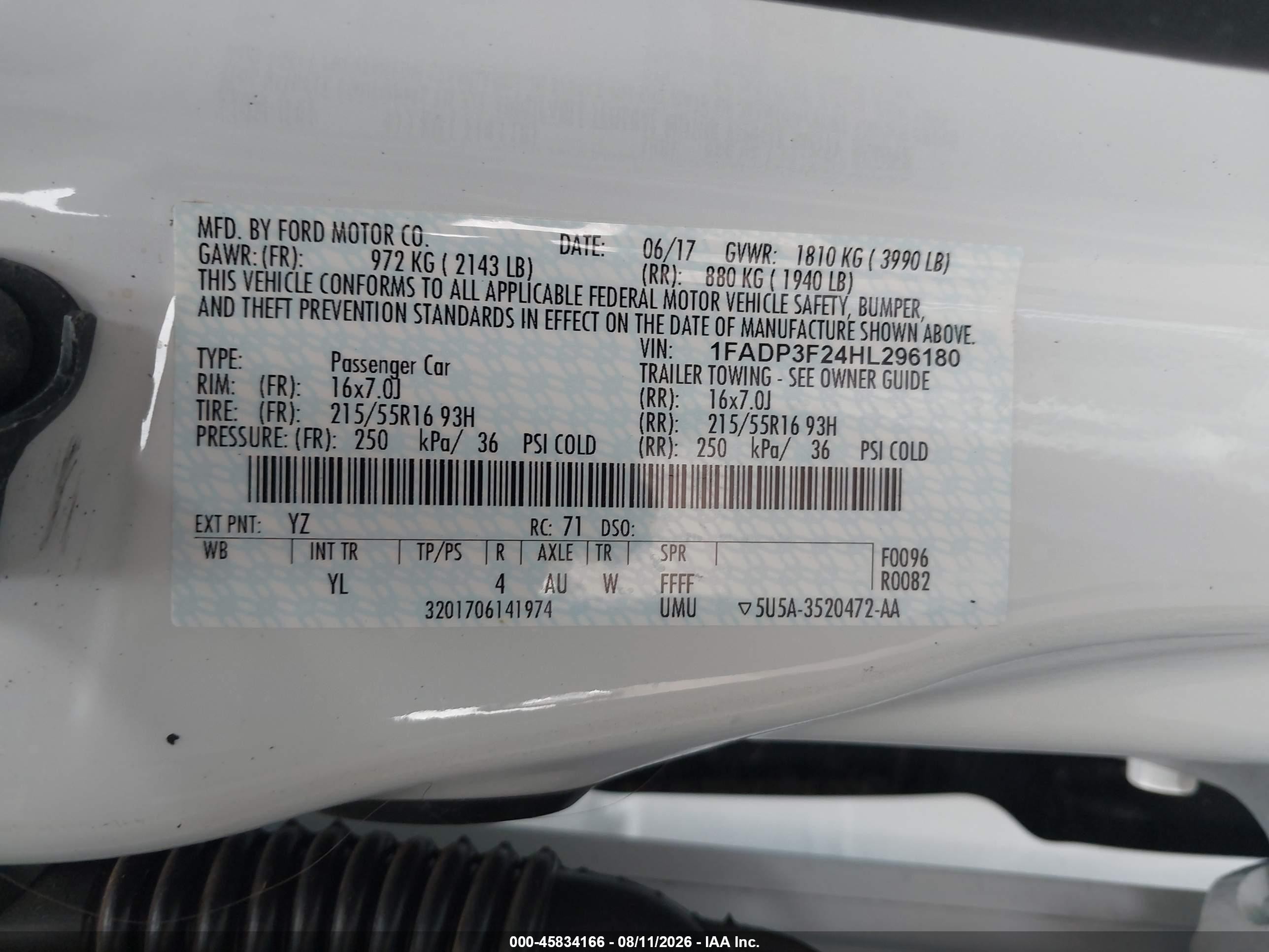 2017 Ford Focus Se White vin: 1FADP3F24HL296180