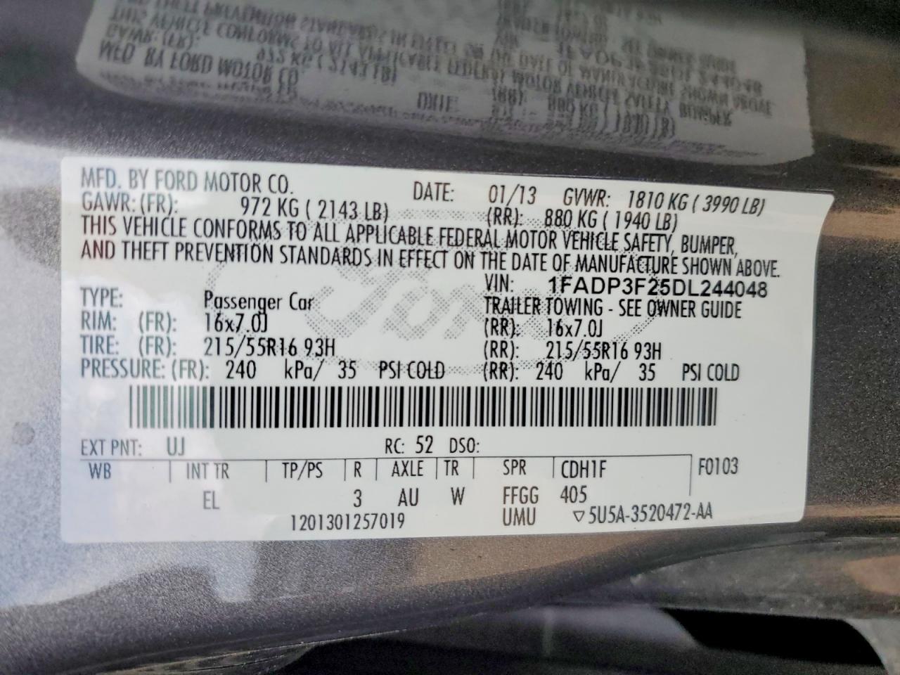 2013 Ford Focus Se Gray vin: 1FADP3F25DL244048