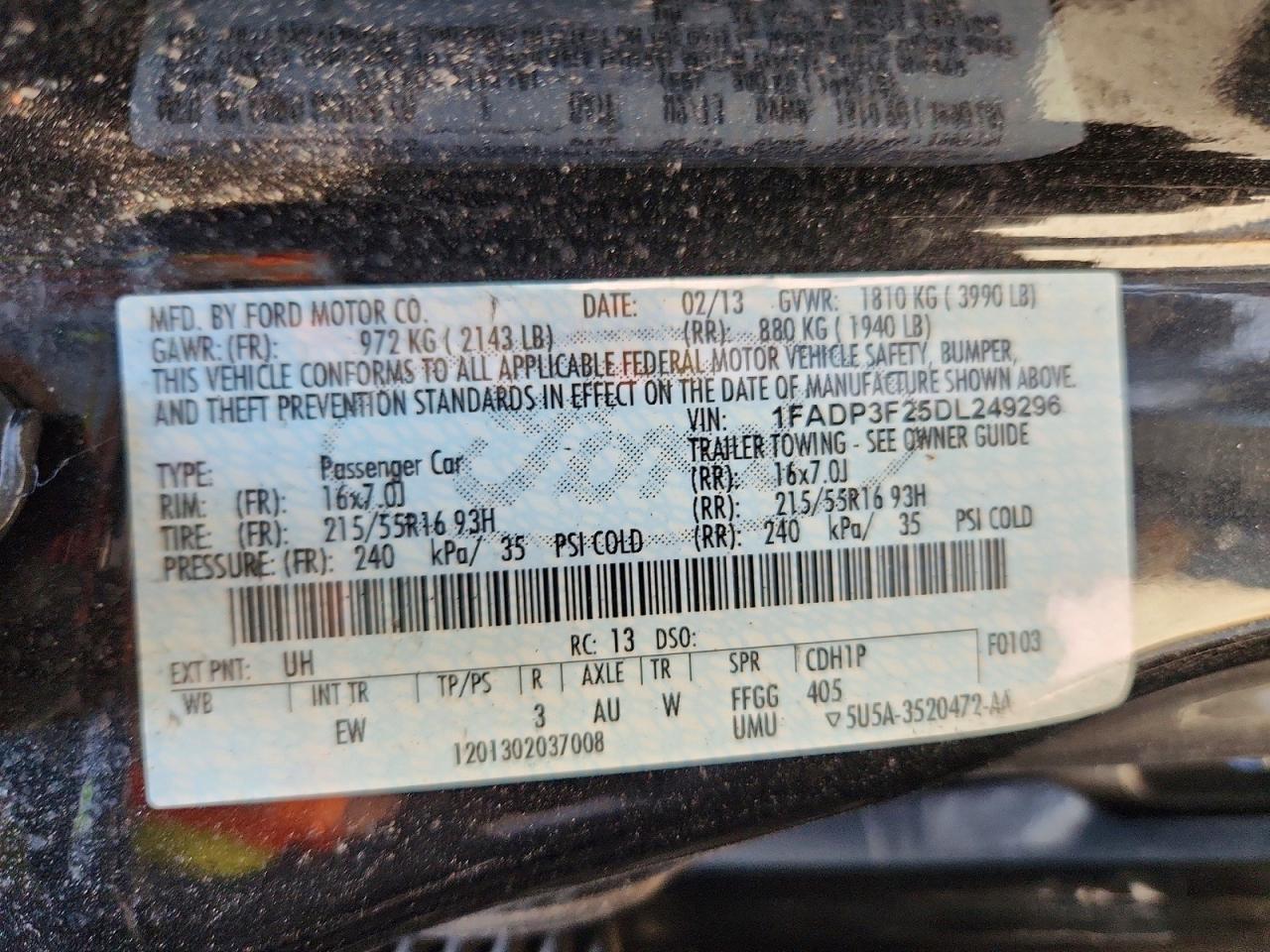 2013 Ford Focus Se Black vin: 1FADP3F25DL249296