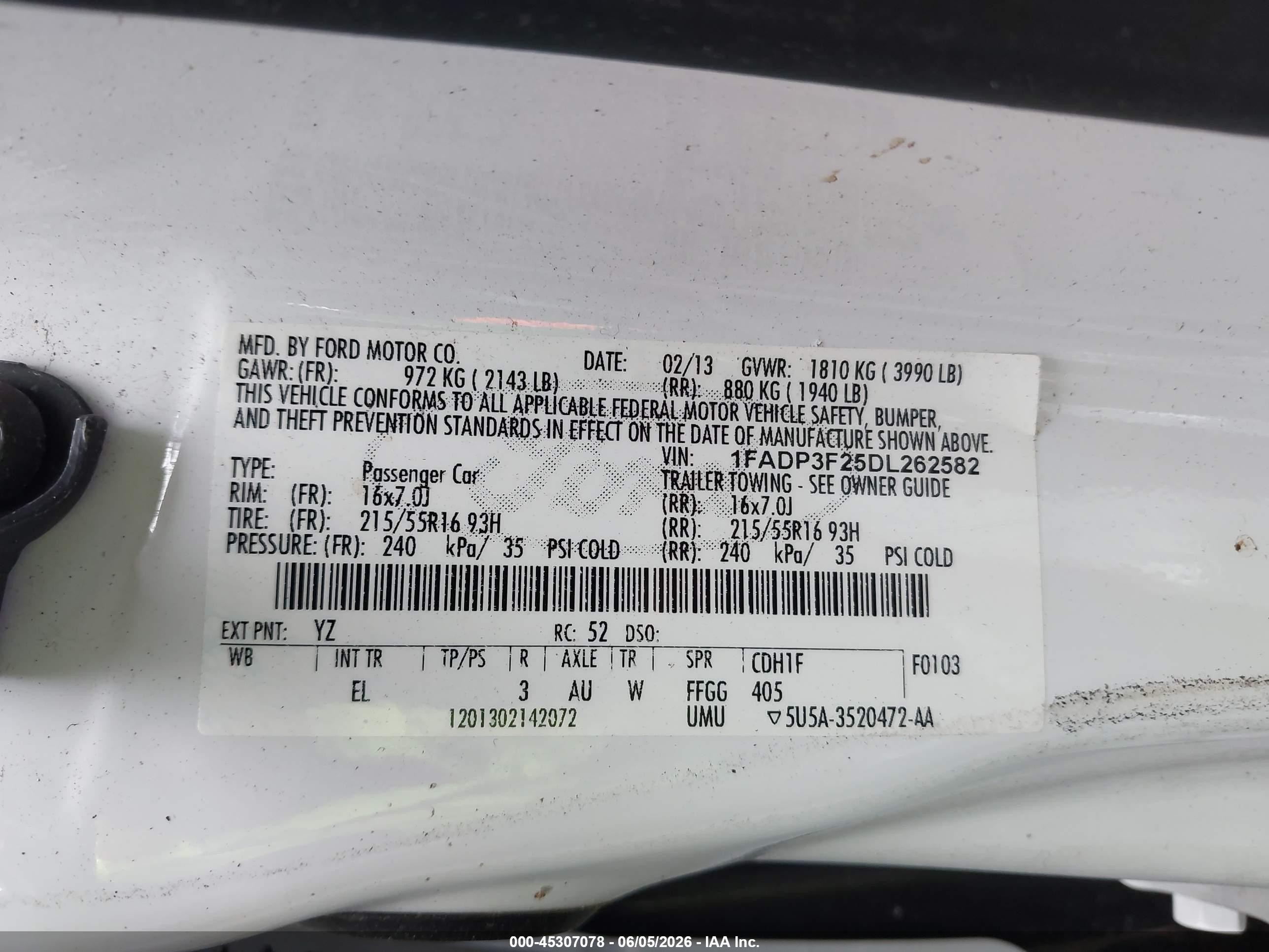 2013 Ford Focus Se White vin: 1FADP3F25DL262582