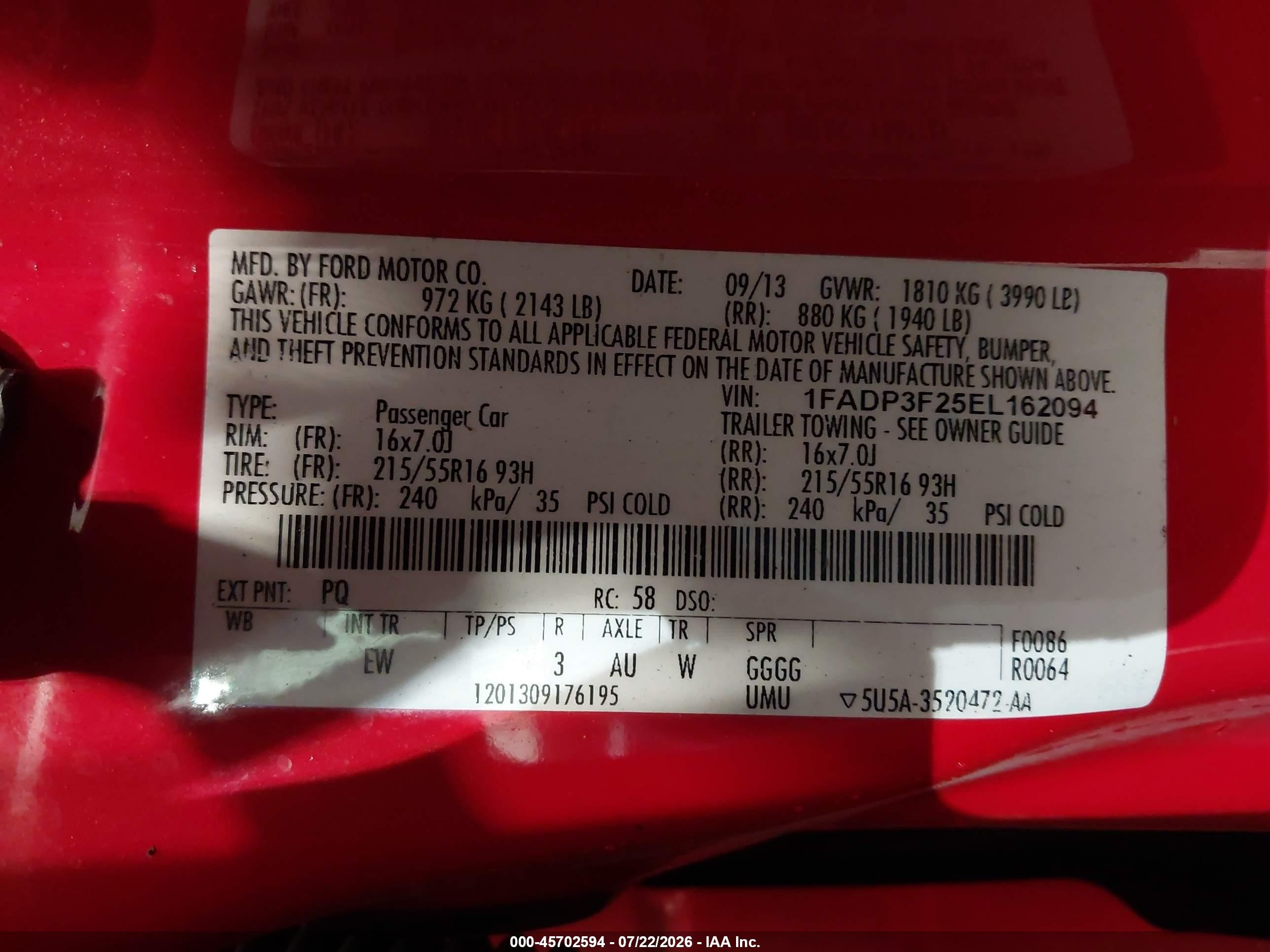 2014 Ford Focus Se Red vin: 1FADP3F25EL162094