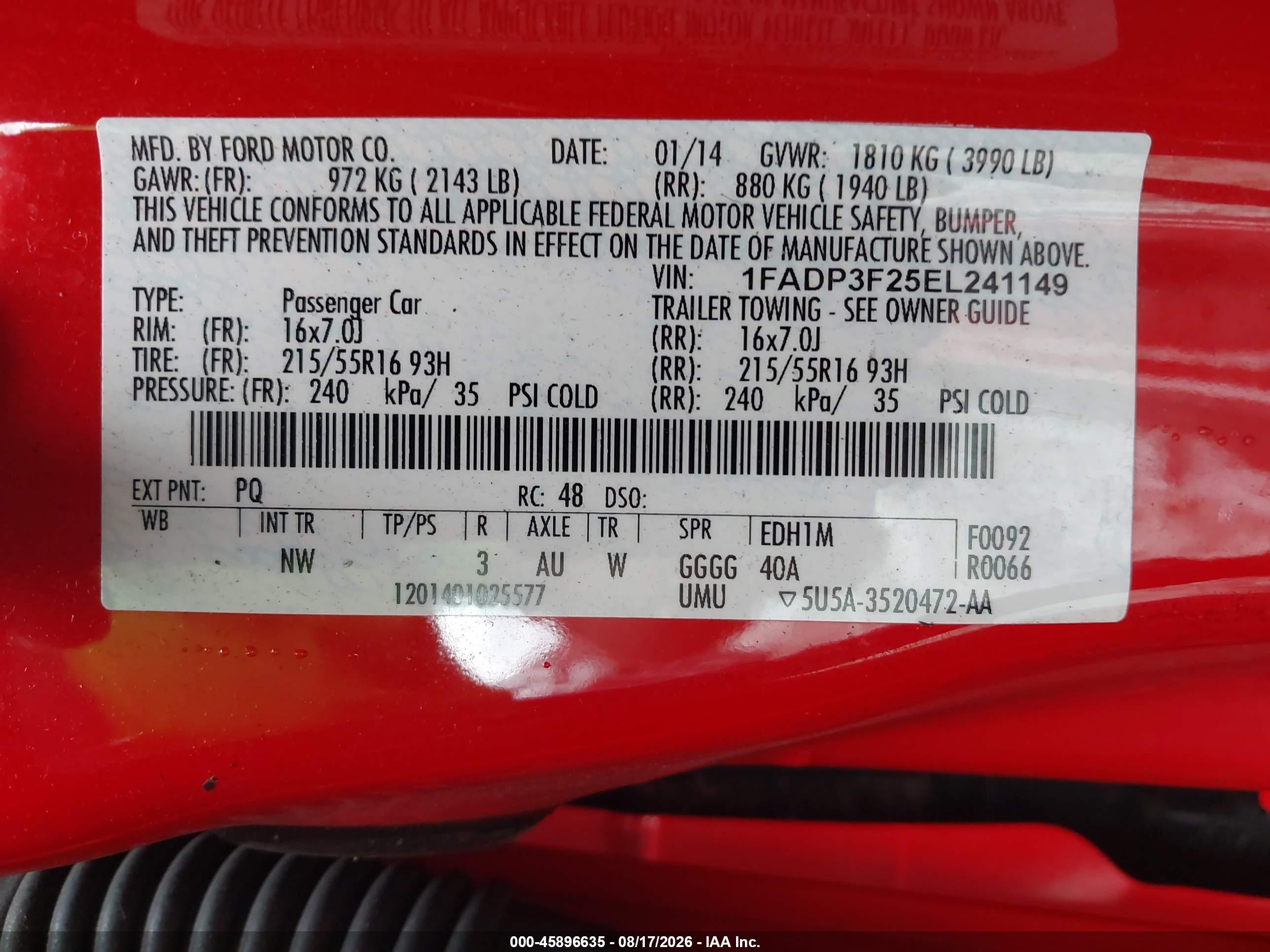 2014 Ford Focus Se Red vin: 1FADP3F25EL241149