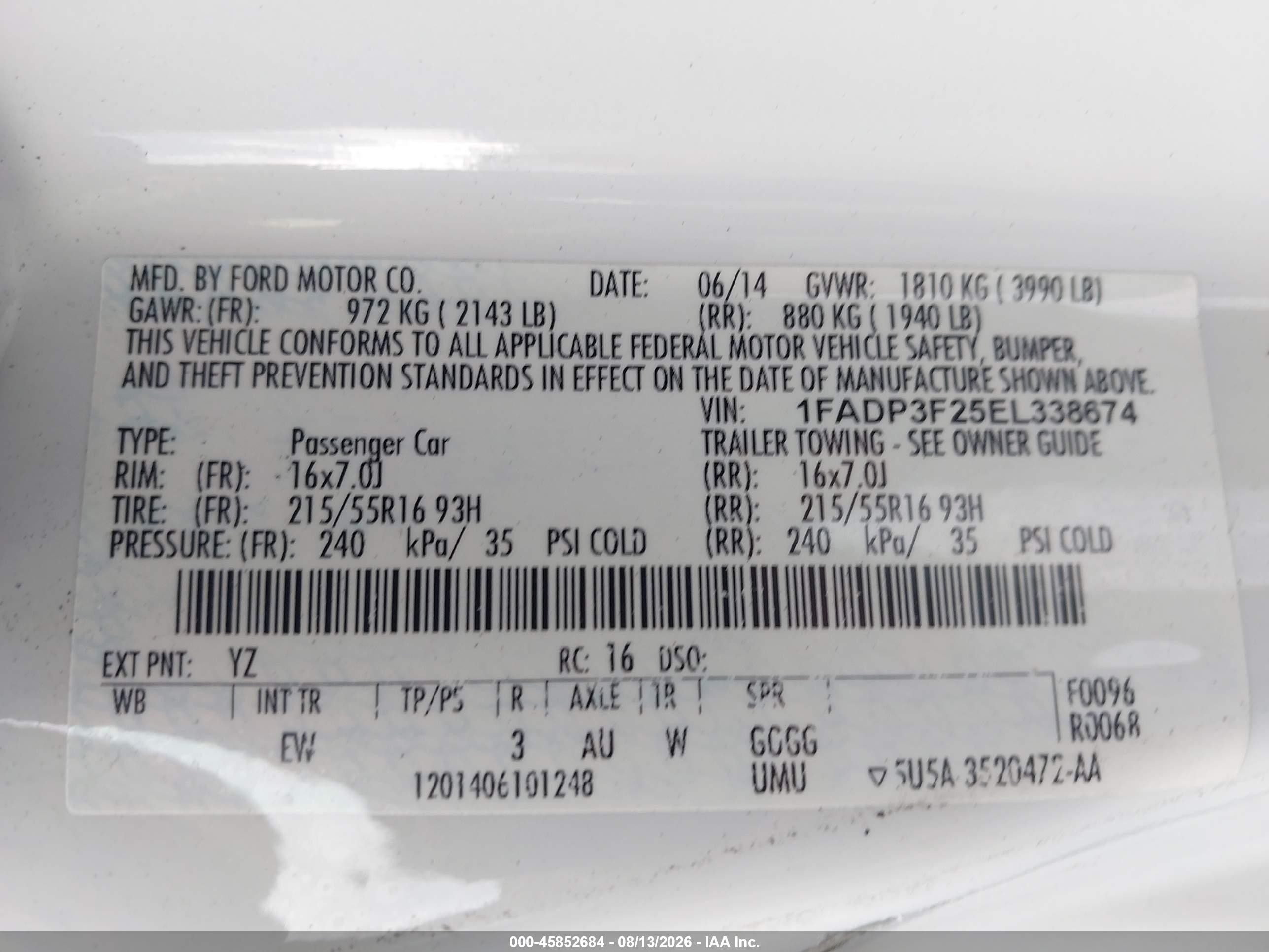 2014 Ford Focus Se White vin: 1FADP3F25EL338674