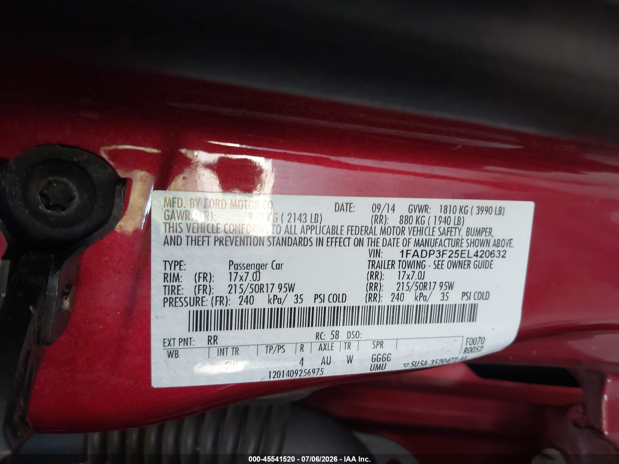 2014 Ford Focus Se Бордовый vin: 1FADP3F25EL420632