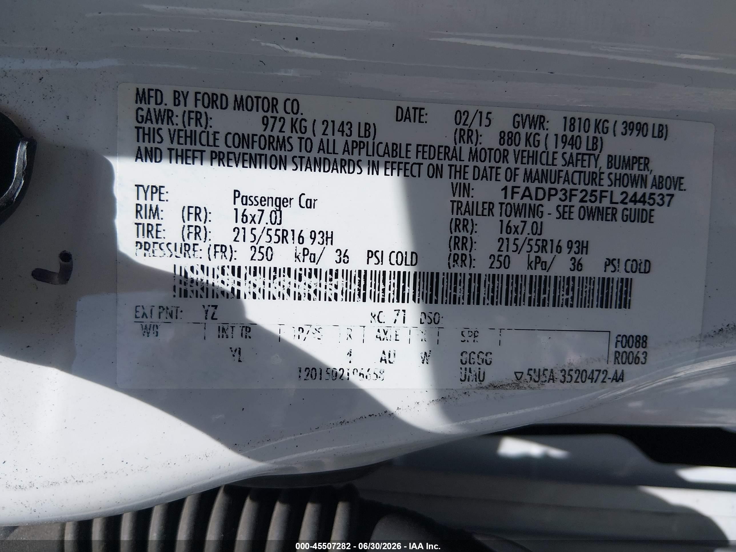 2015 Ford Focus Se White vin: 1FADP3F25FL244537