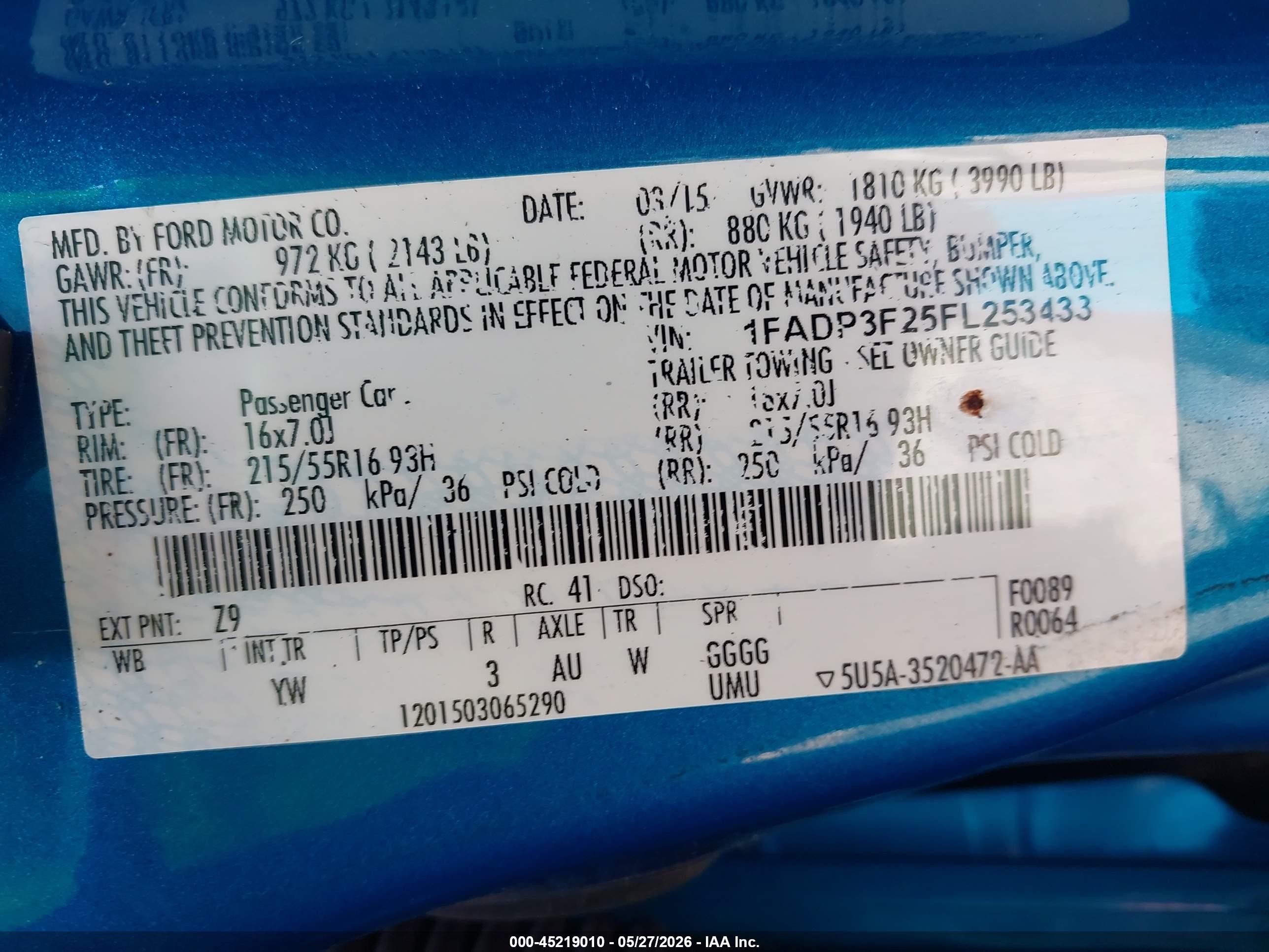2015 Ford Focus Se Blue vin: 1FADP3F25FL253433