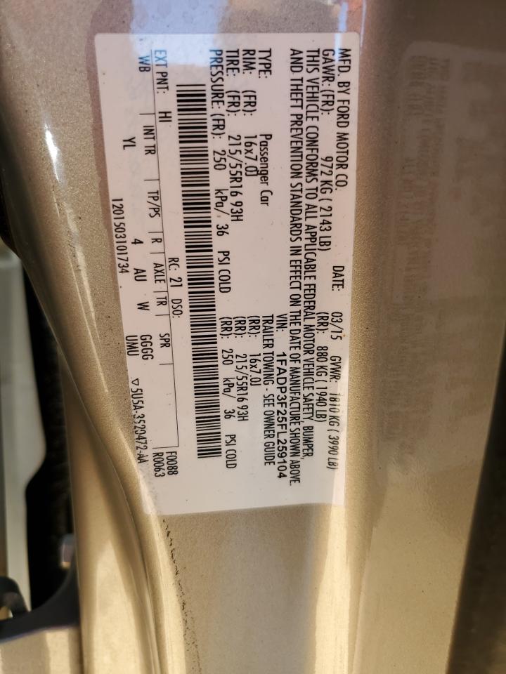 2015 Ford Focus Se Tan vin: 1FADP3F25FL259104
