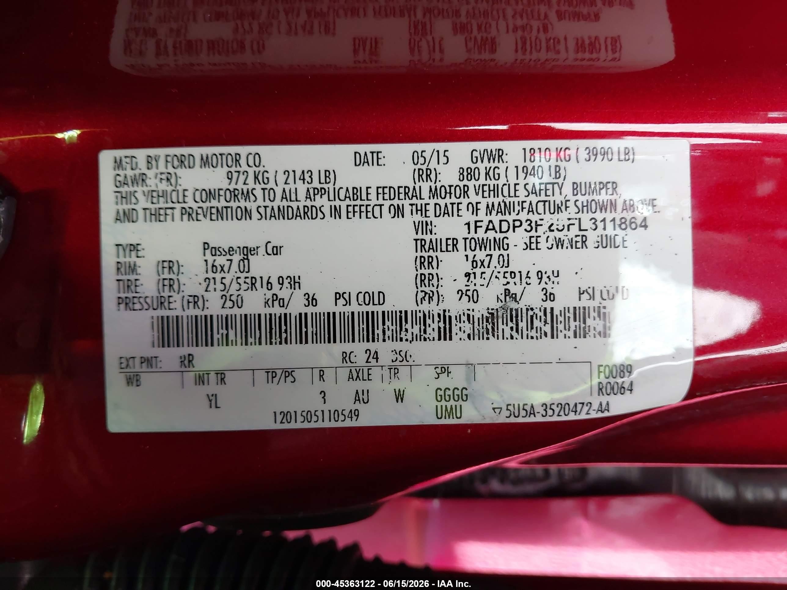 2015 Ford Focus Se Красный vin: 1FADP3F25FL311864