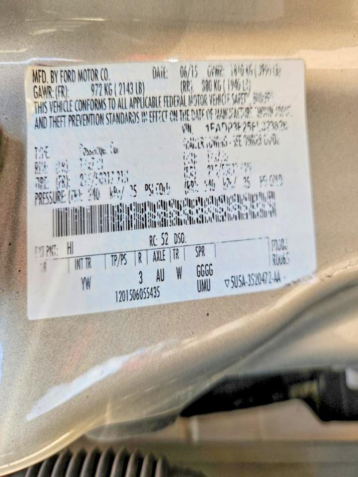 2015 Ford Focus Se Tan vin: 1FADP3F25FL323626
