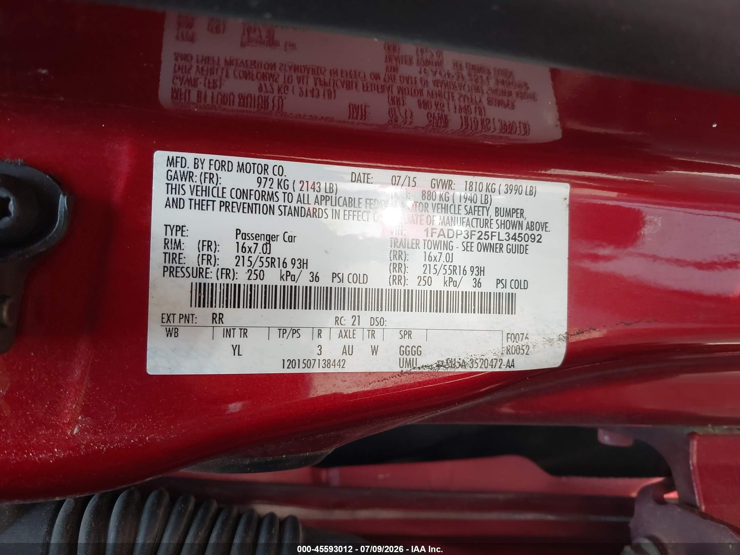 2015 Ford Focus Se Red vin: 1FADP3F25FL345092