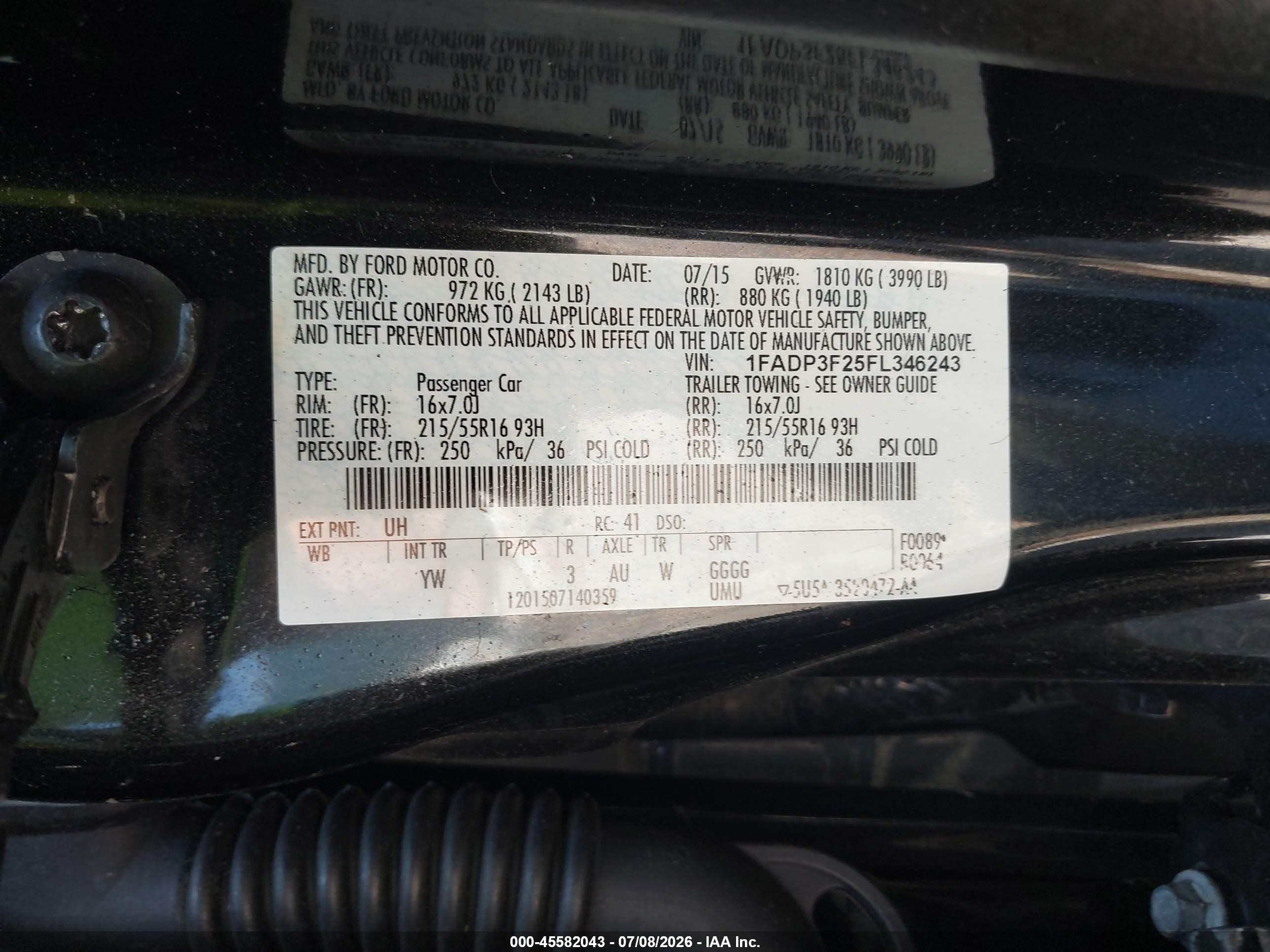 2015 Ford Focus Se Black vin: 1FADP3F25FL346243