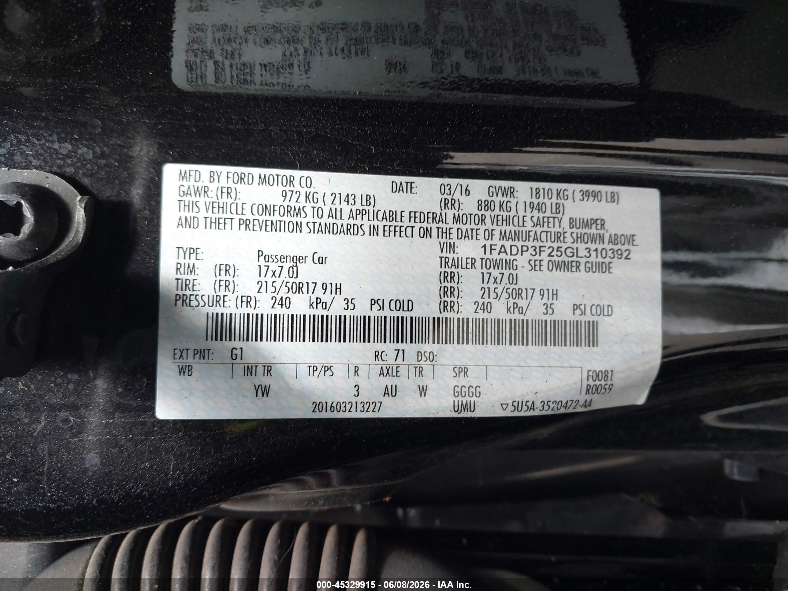2016 Ford Focus Se Black vin: 1FADP3F25GL310392