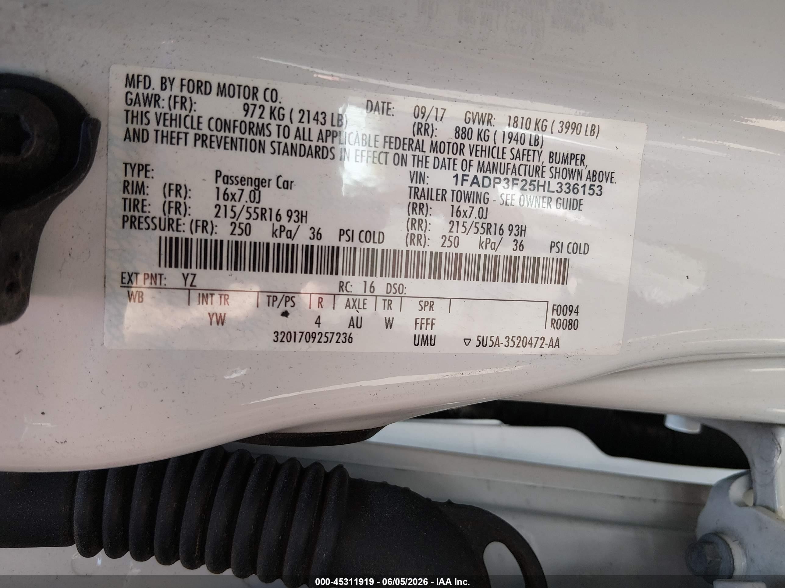 2017 Ford Focus Se White vin: 1FADP3F25HL336153