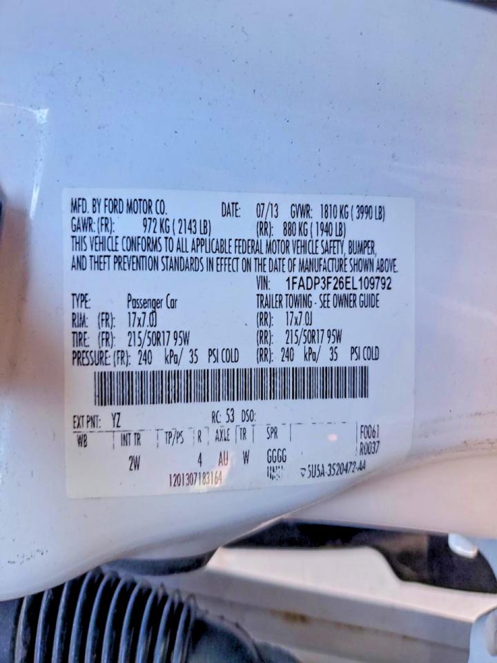 2014 Ford Focus Se White vin: 1FADP3F26EL109792
