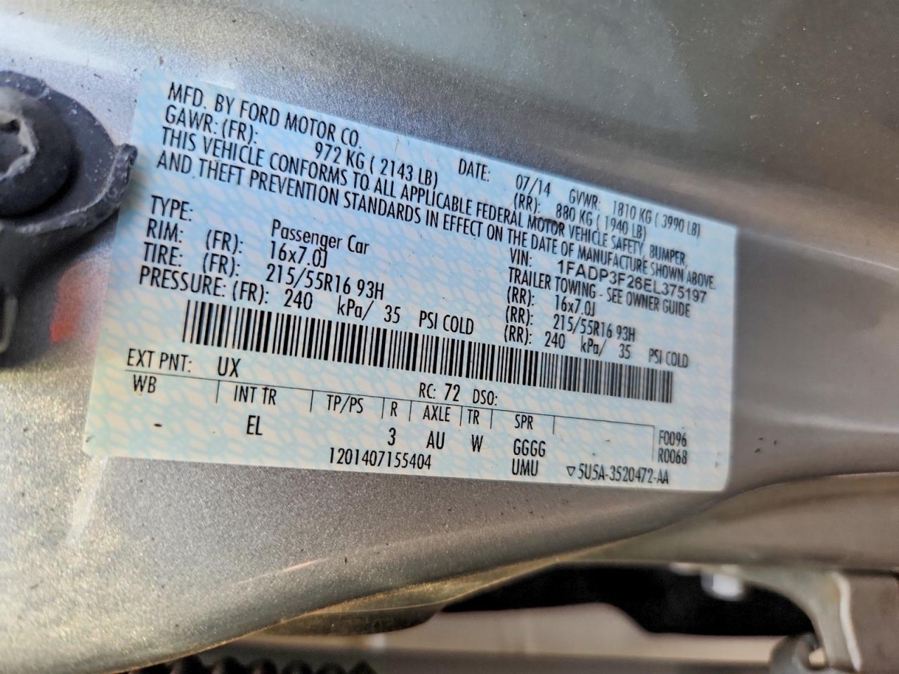 2014 Ford Focus Se Silver vin: 1FADP3F26EL375197