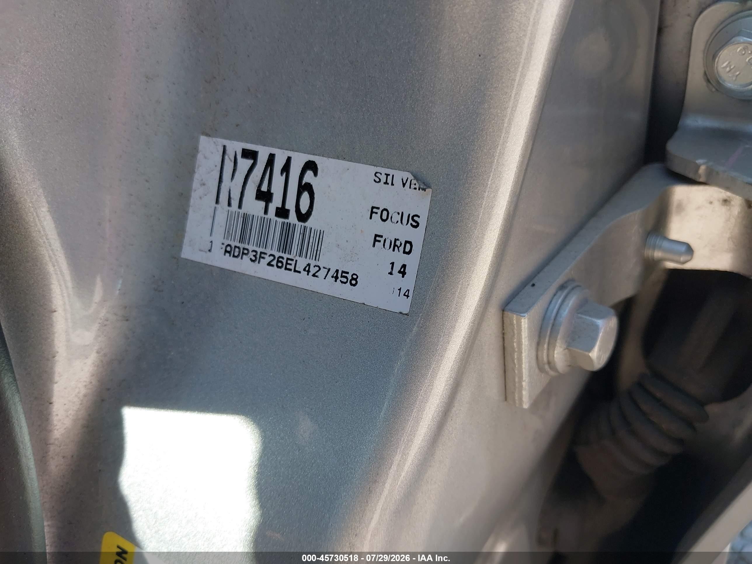 2014 Ford Focus Se Silver vin: 1FADP3F26EL427458