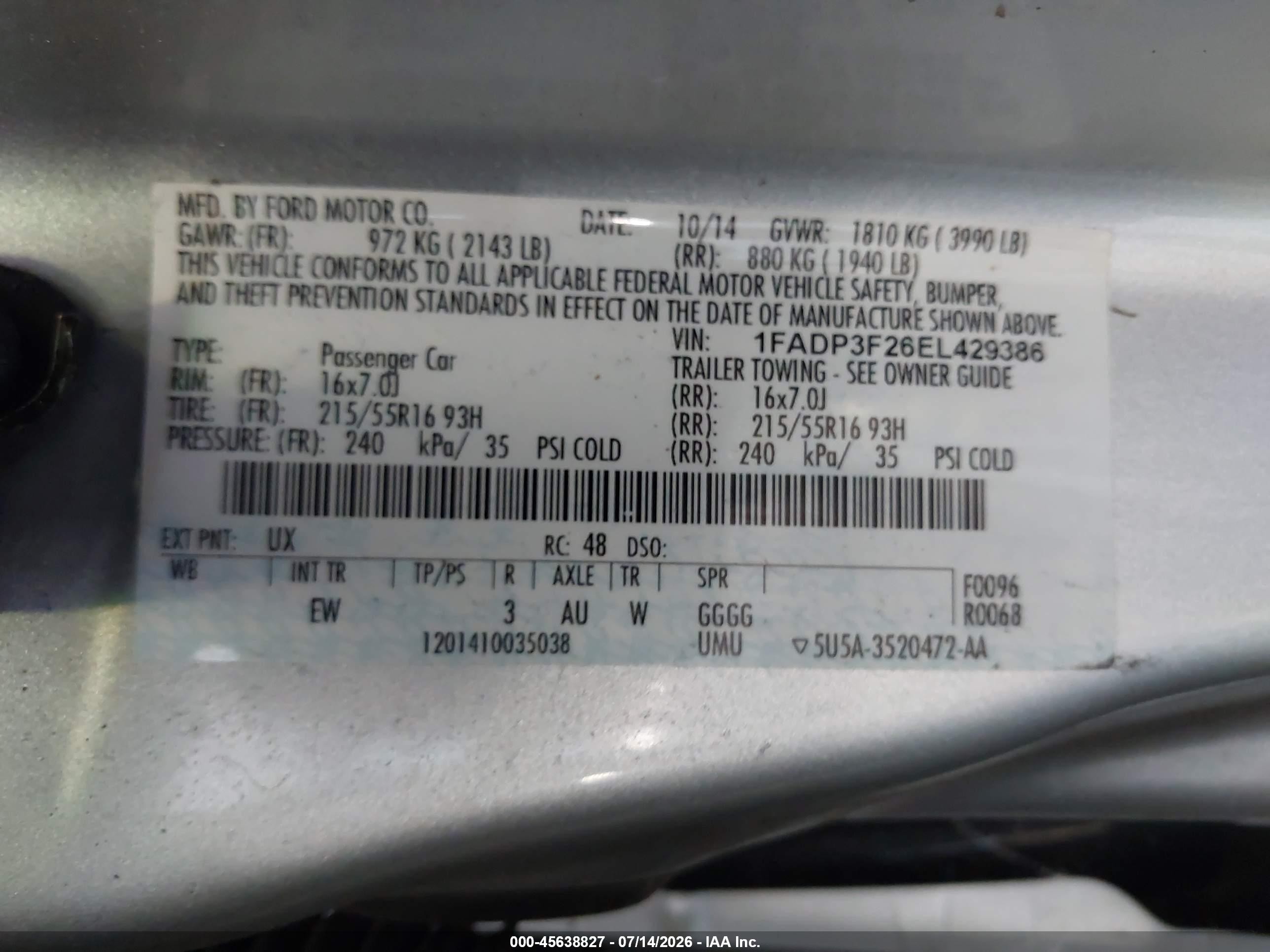 2014 Ford Focus Se Silver vin: 1FADP3F26EL429386