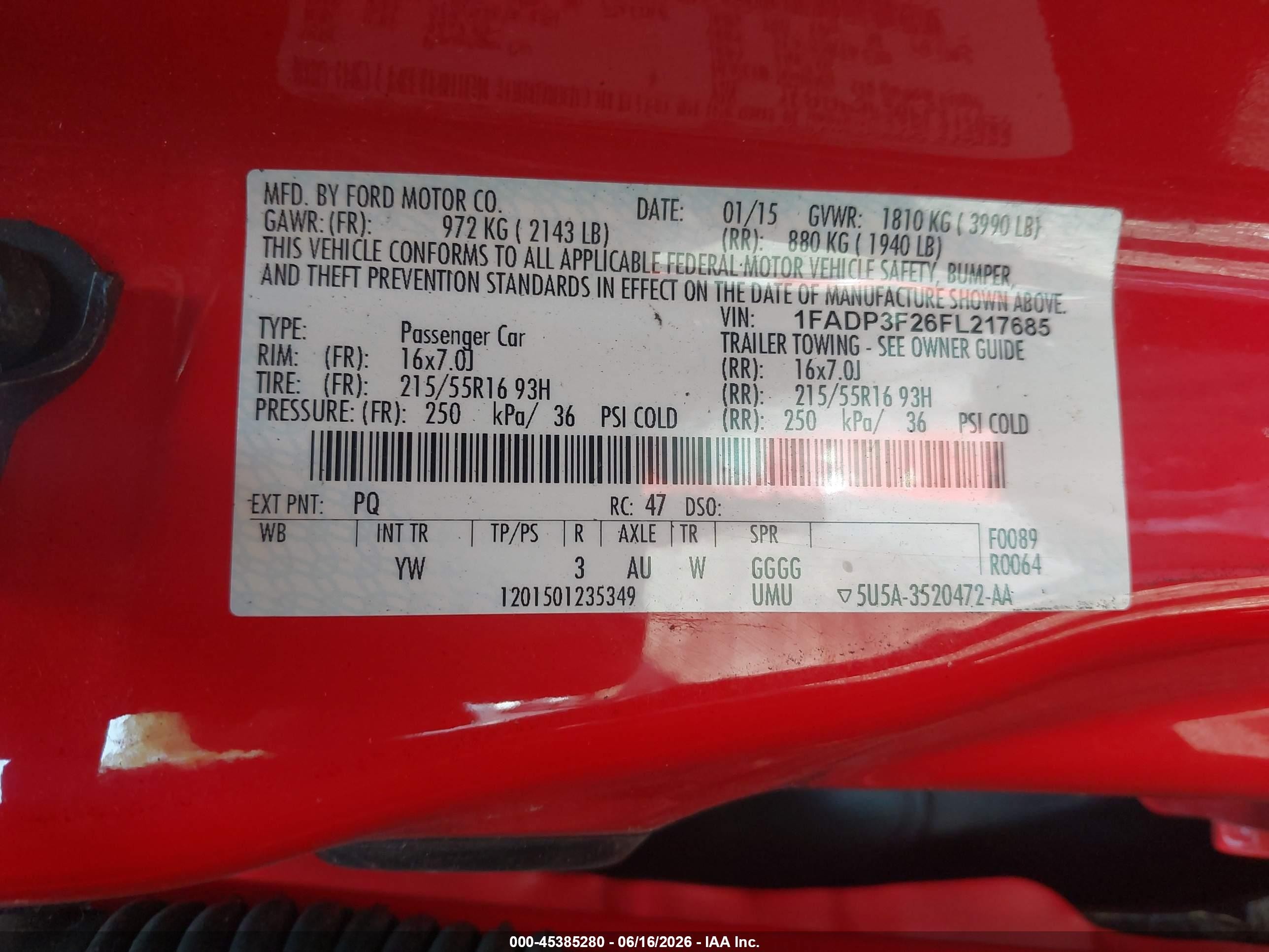 2015 Ford Focus Se Red vin: 1FADP3F26FL217685