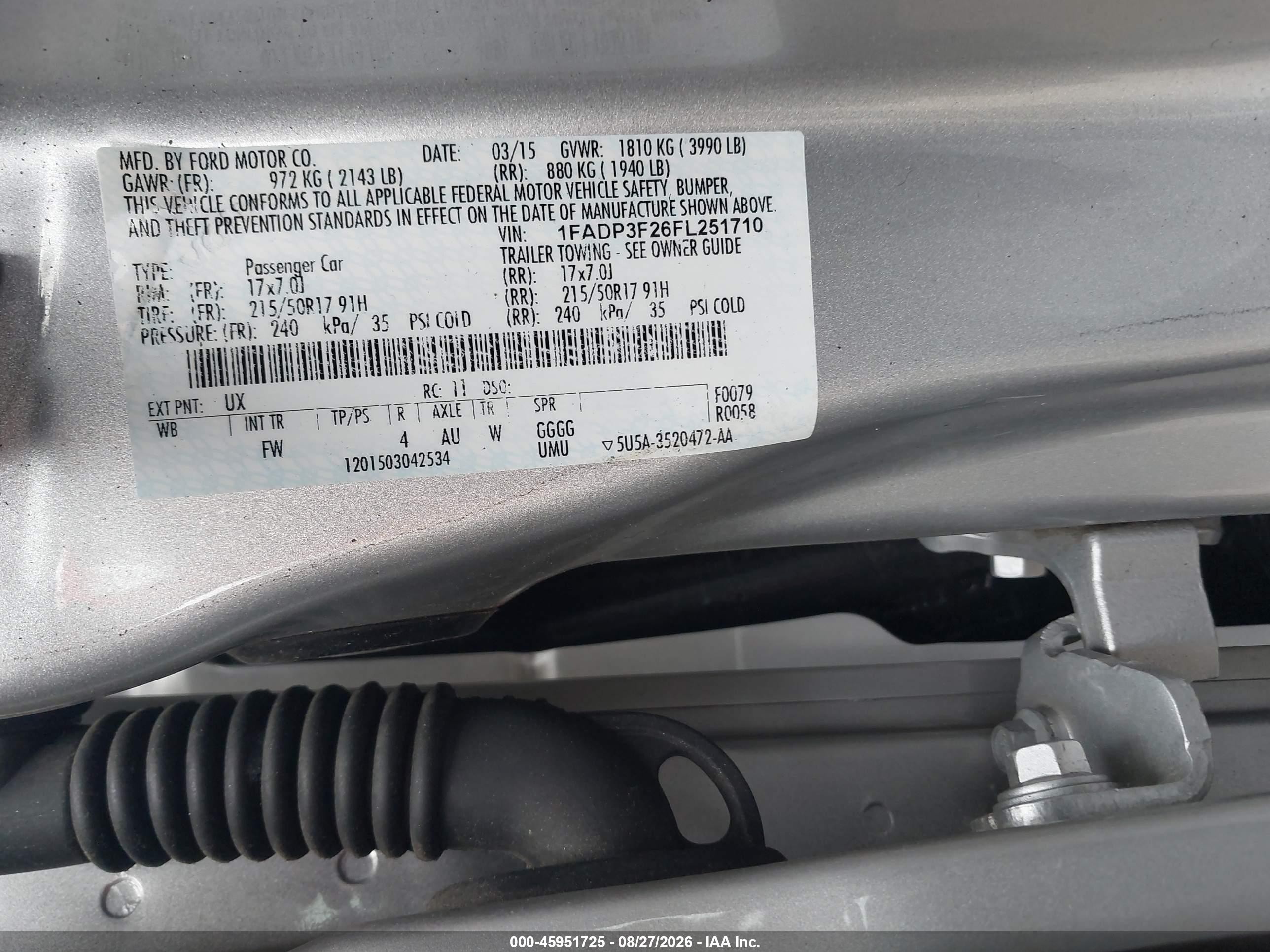 2015 Ford Focus Se Silver vin: 1FADP3F26FL251710