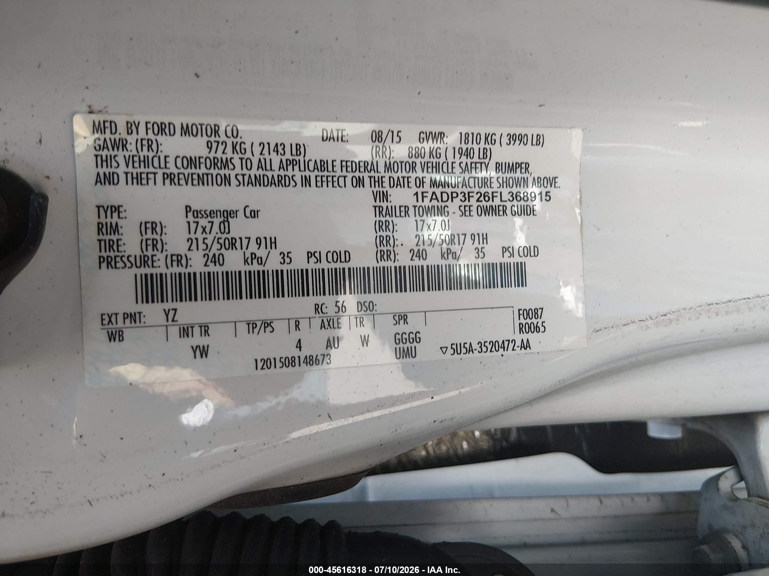 2015 Ford Focus Se White vin: 1FADP3F26FL368915