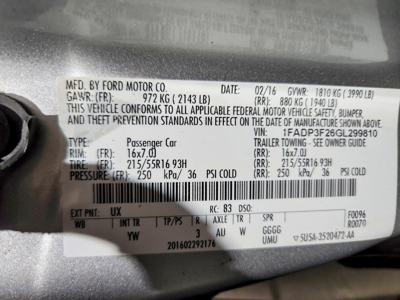 2016 Ford Focus Se Gray vin: 1FADP3F26GL299810