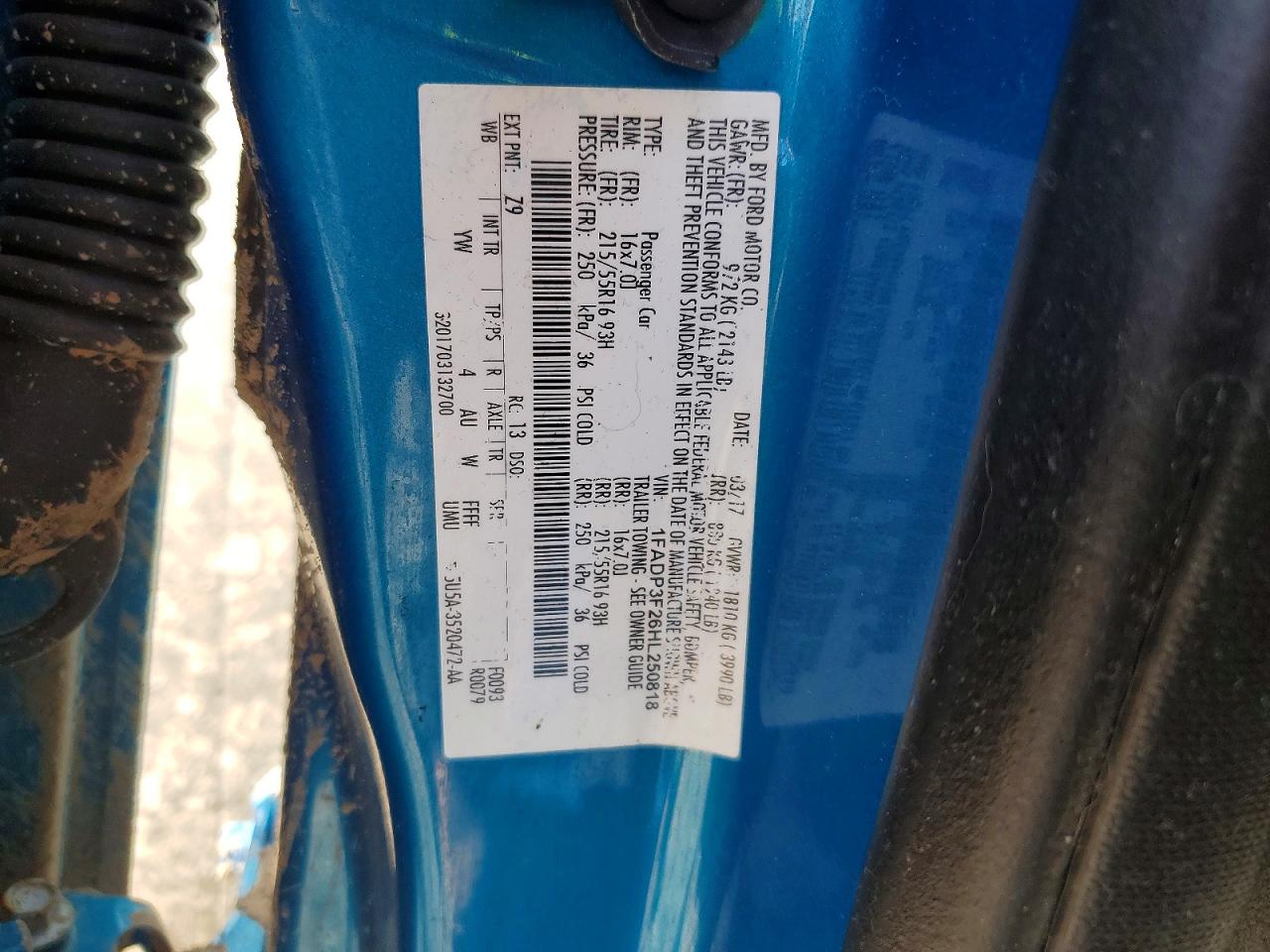 2017 Ford Focus Se Blue vin: 1FADP3F26HL250818