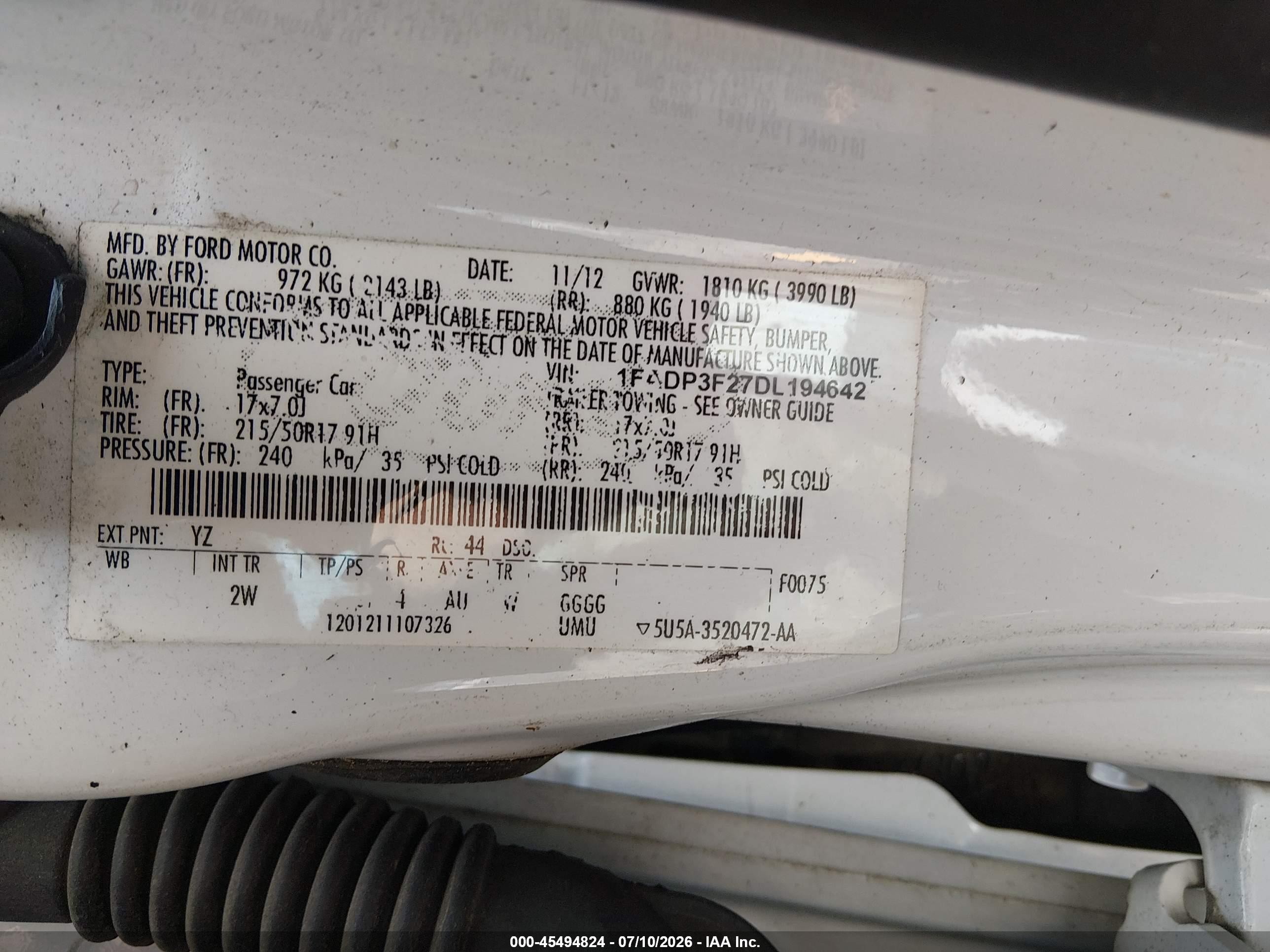 2013 Ford Focus Se White vin: 1FADP3F27DL194642