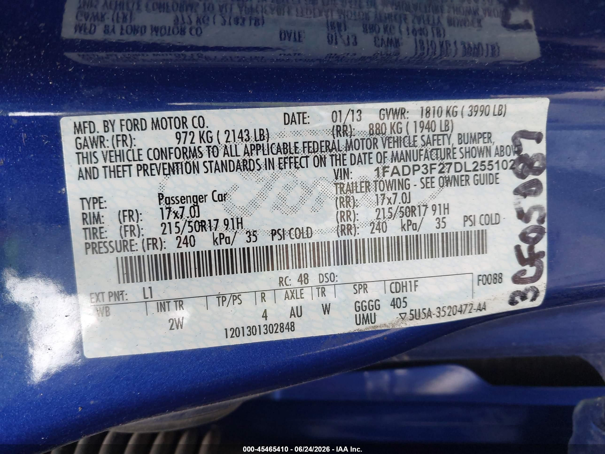 2013 Ford Focus Se Blue vin: 1FADP3F27DL255102