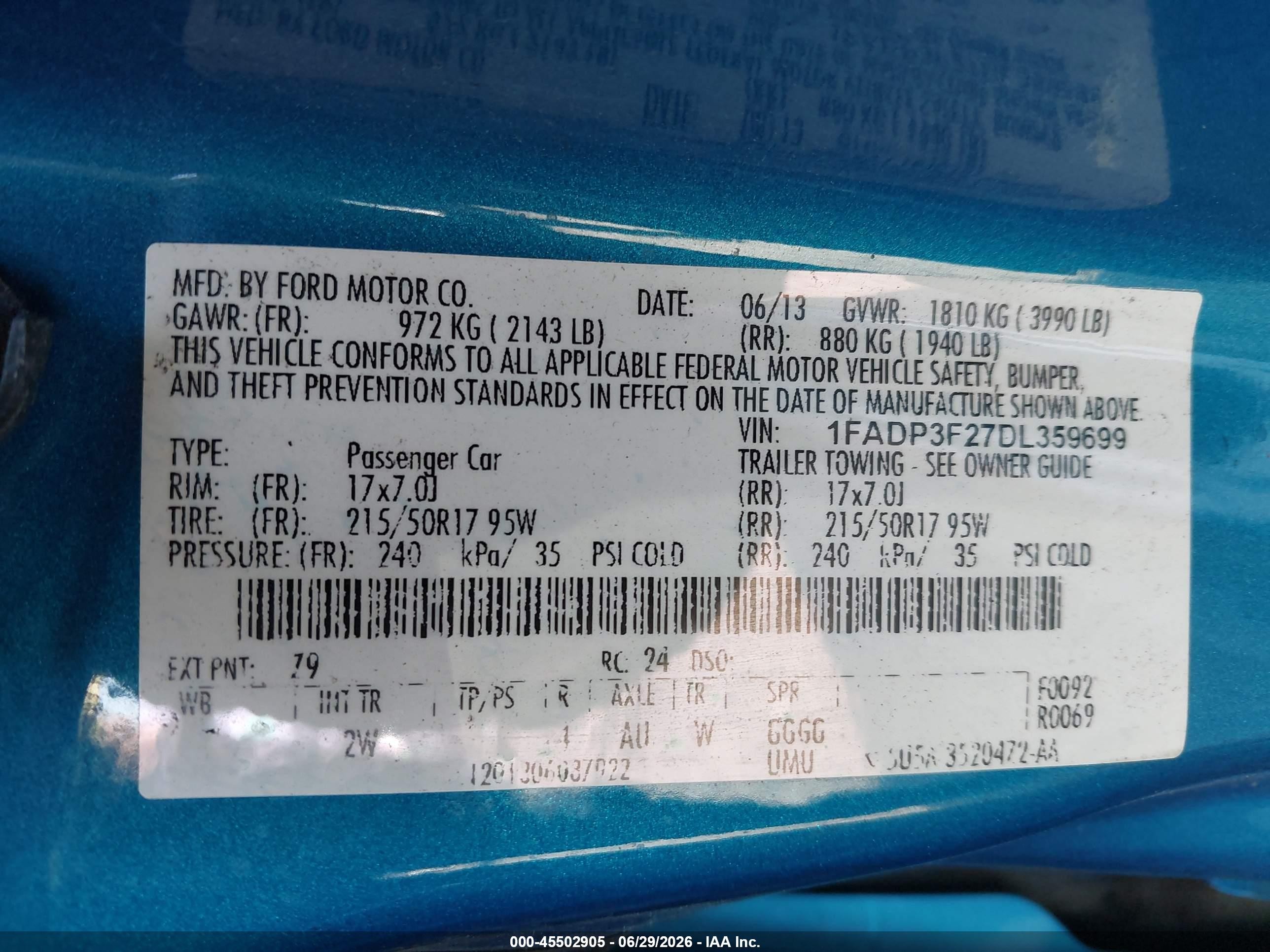 2013 Ford Focus Se Blue vin: 1FADP3F27DL359699