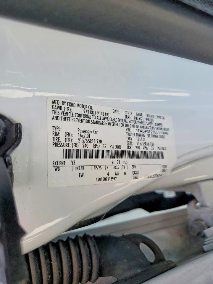 2014 Ford Focus Se White vin: 1FADP3F27EL110840
