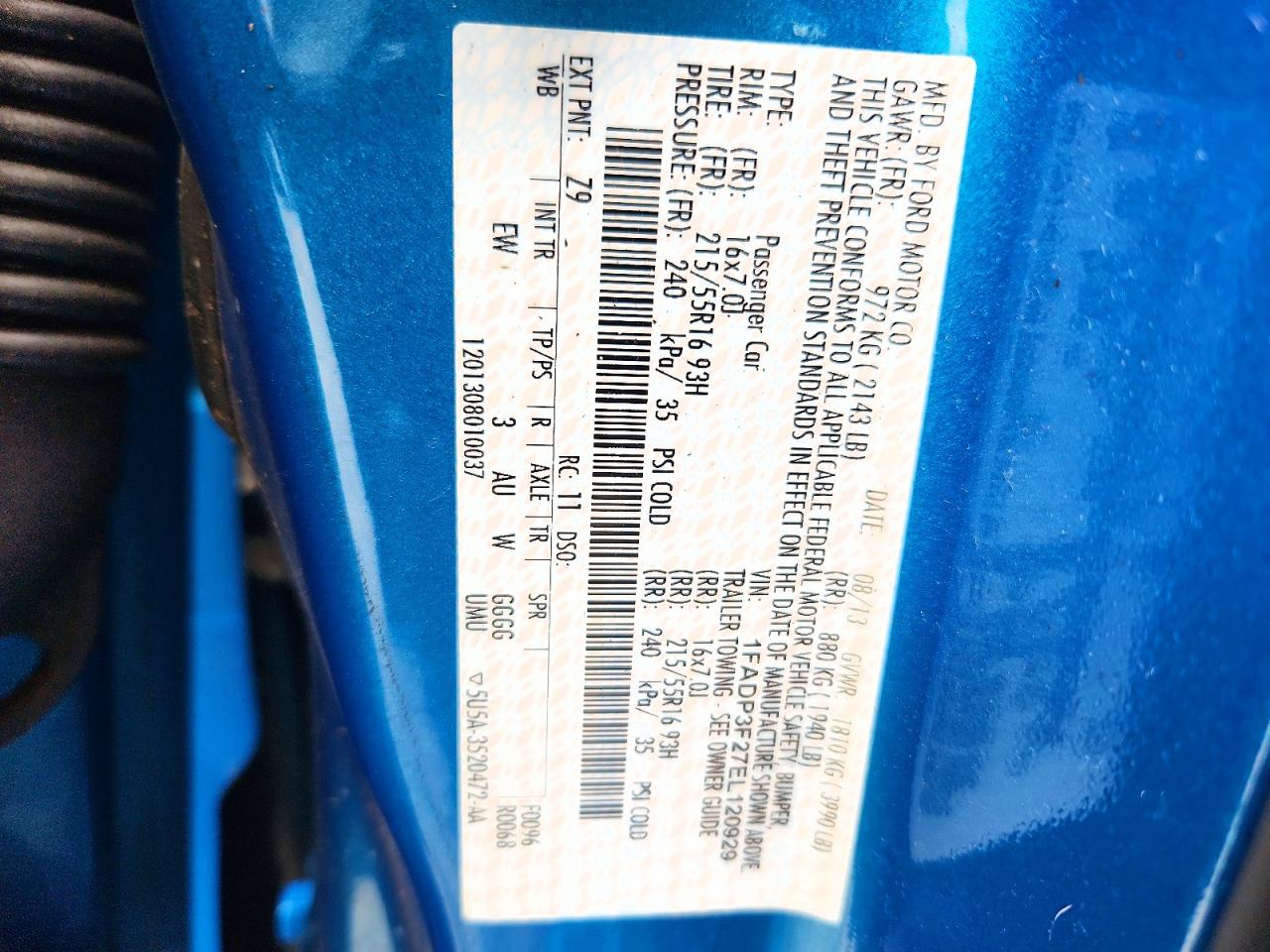 2014 Ford Focus Se Blue vin: 1FADP3F27EL120929