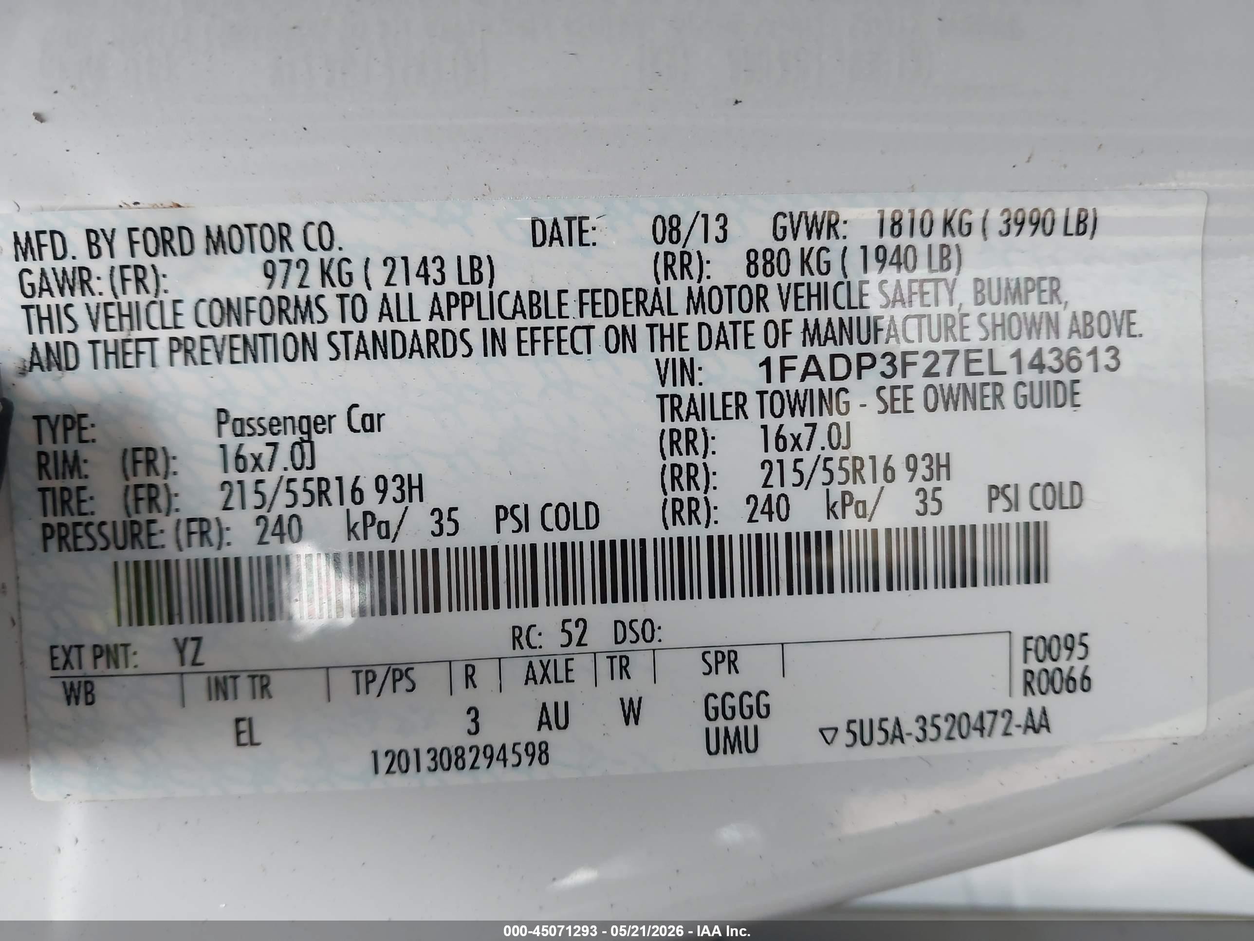 2014 Ford Focus Se White vin: 1FADP3F27EL143613