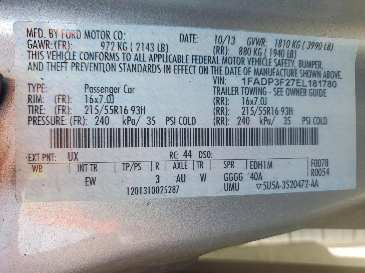 2014 Ford Focus Se Silver vin: 1FADP3F27EL181780