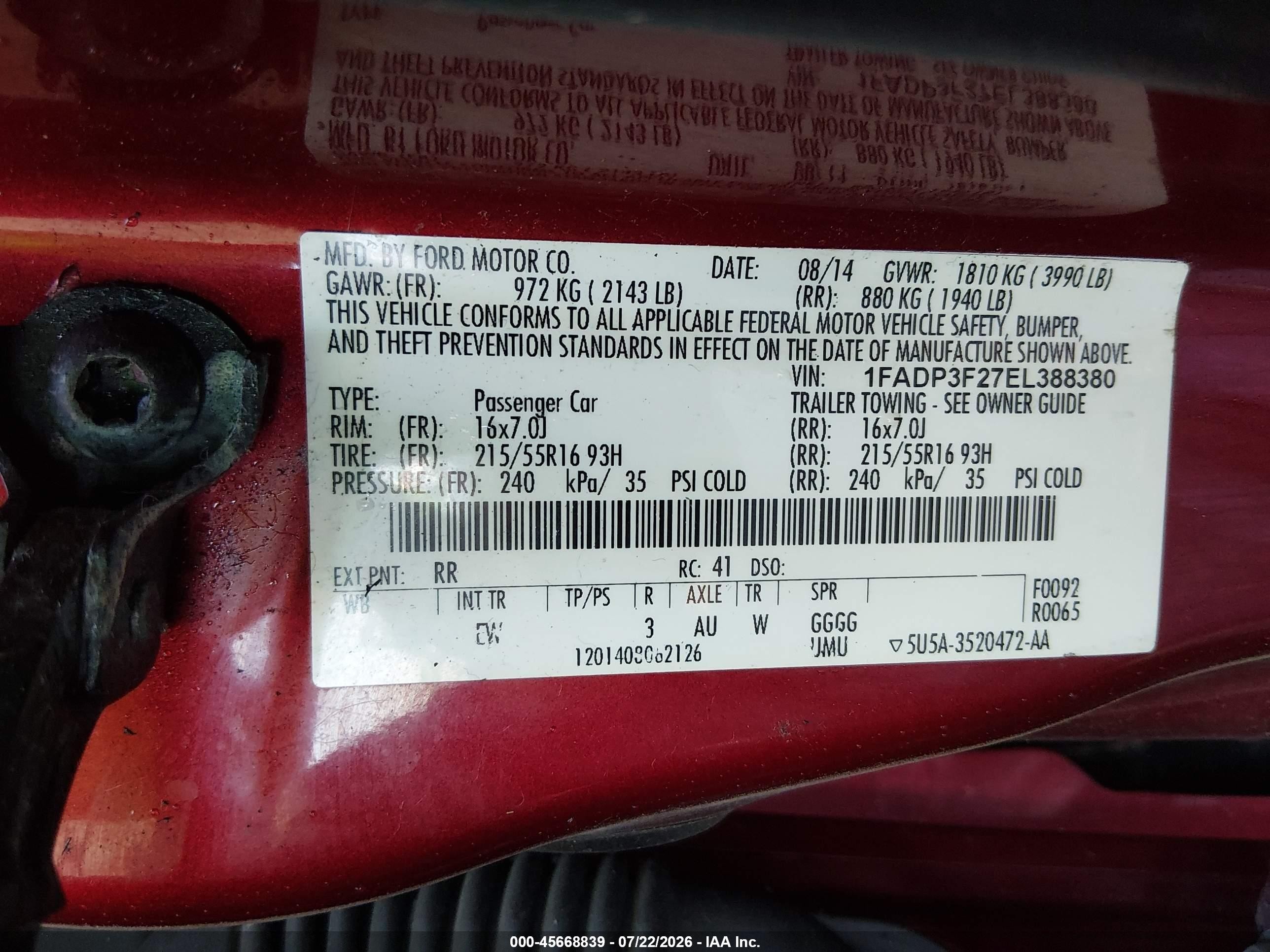 2014 Ford Focus Se Red vin: 1FADP3F27EL388380
